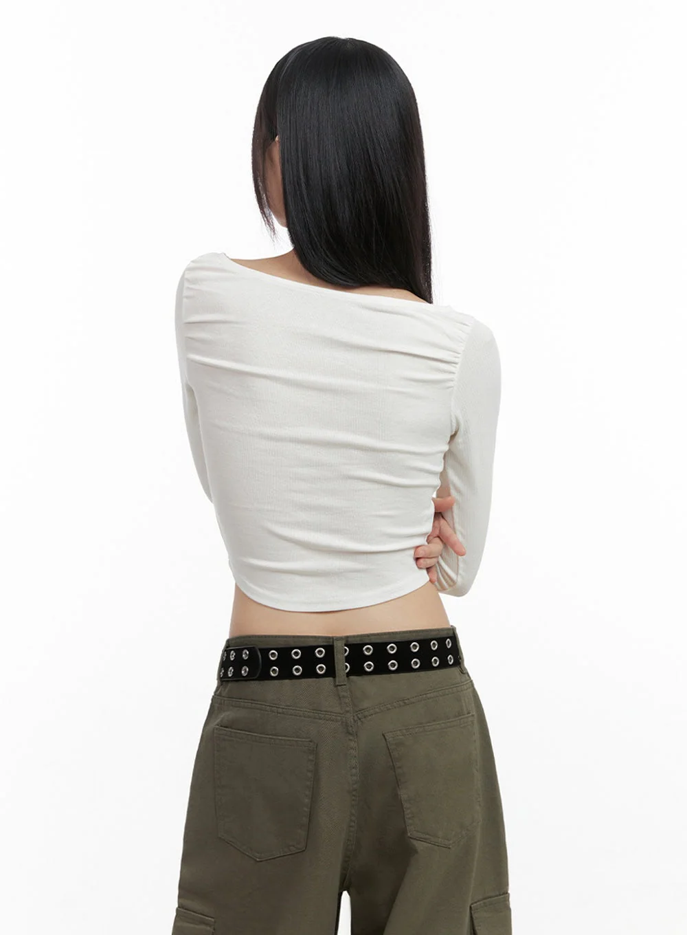 Long-Sleeve Slim Crop Top IO430 - Image 7