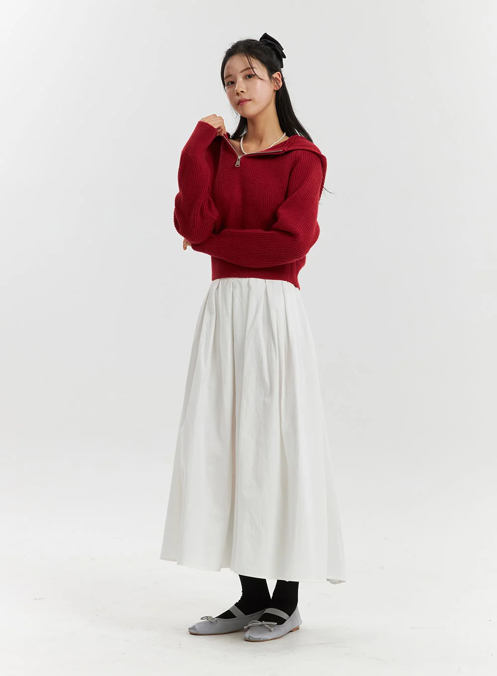 Long Sleeve Solid Zipper Pocket Knit Hoodie OD320 - Image 3