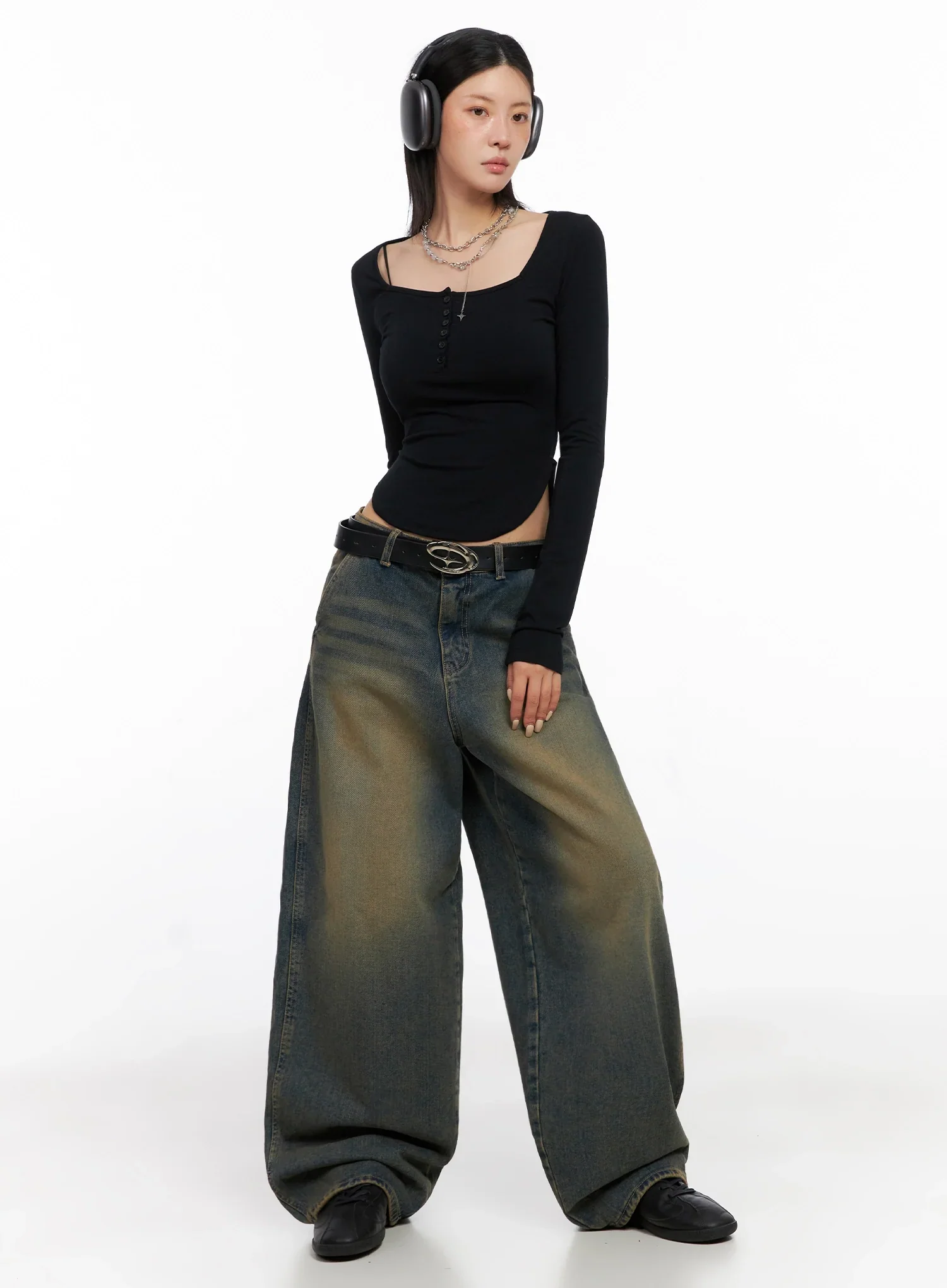 Long Sleeve Square Neck Top IS508 - Image 2