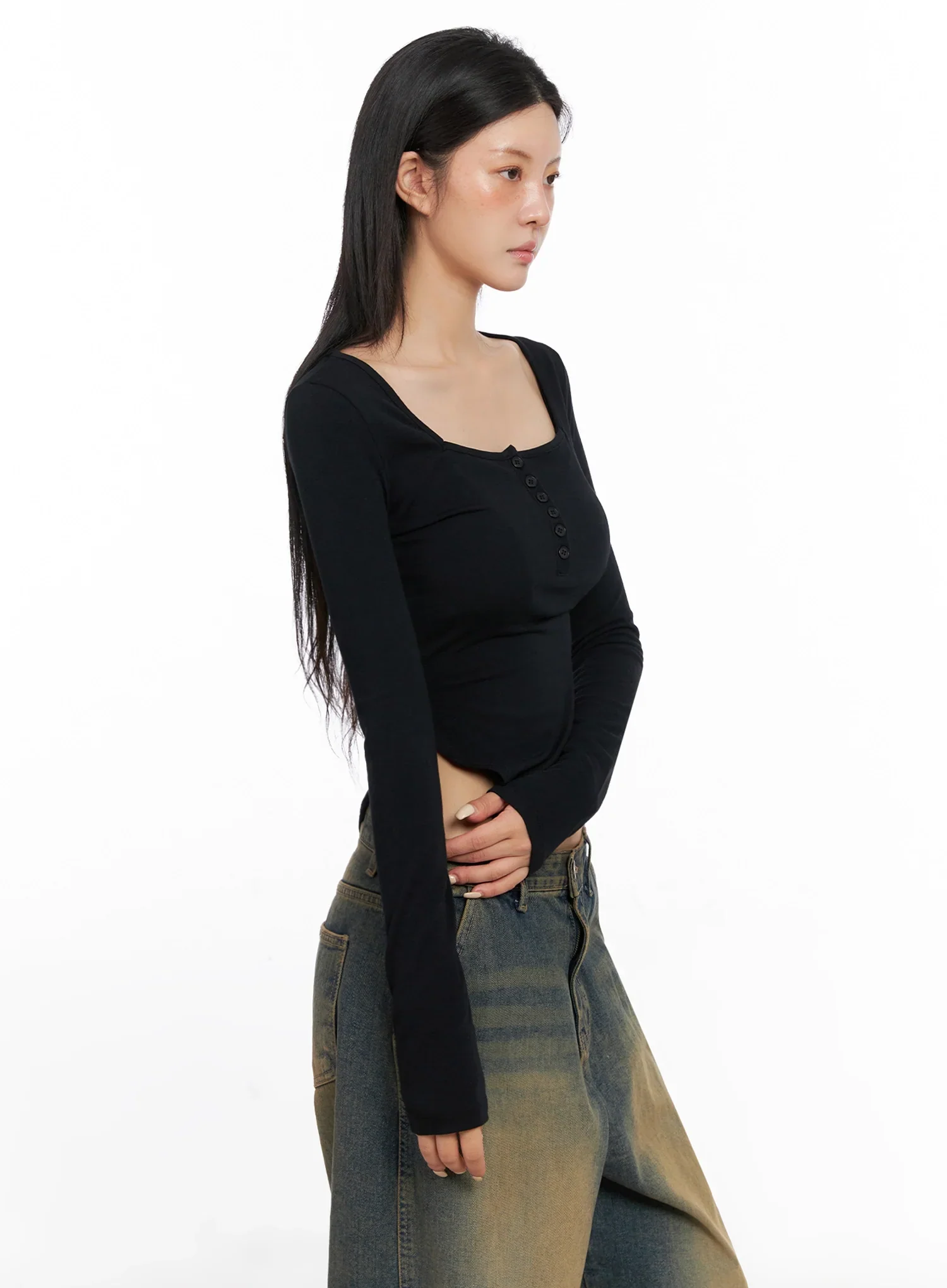 Long Sleeve Square Neck Top IS508 - Image 5