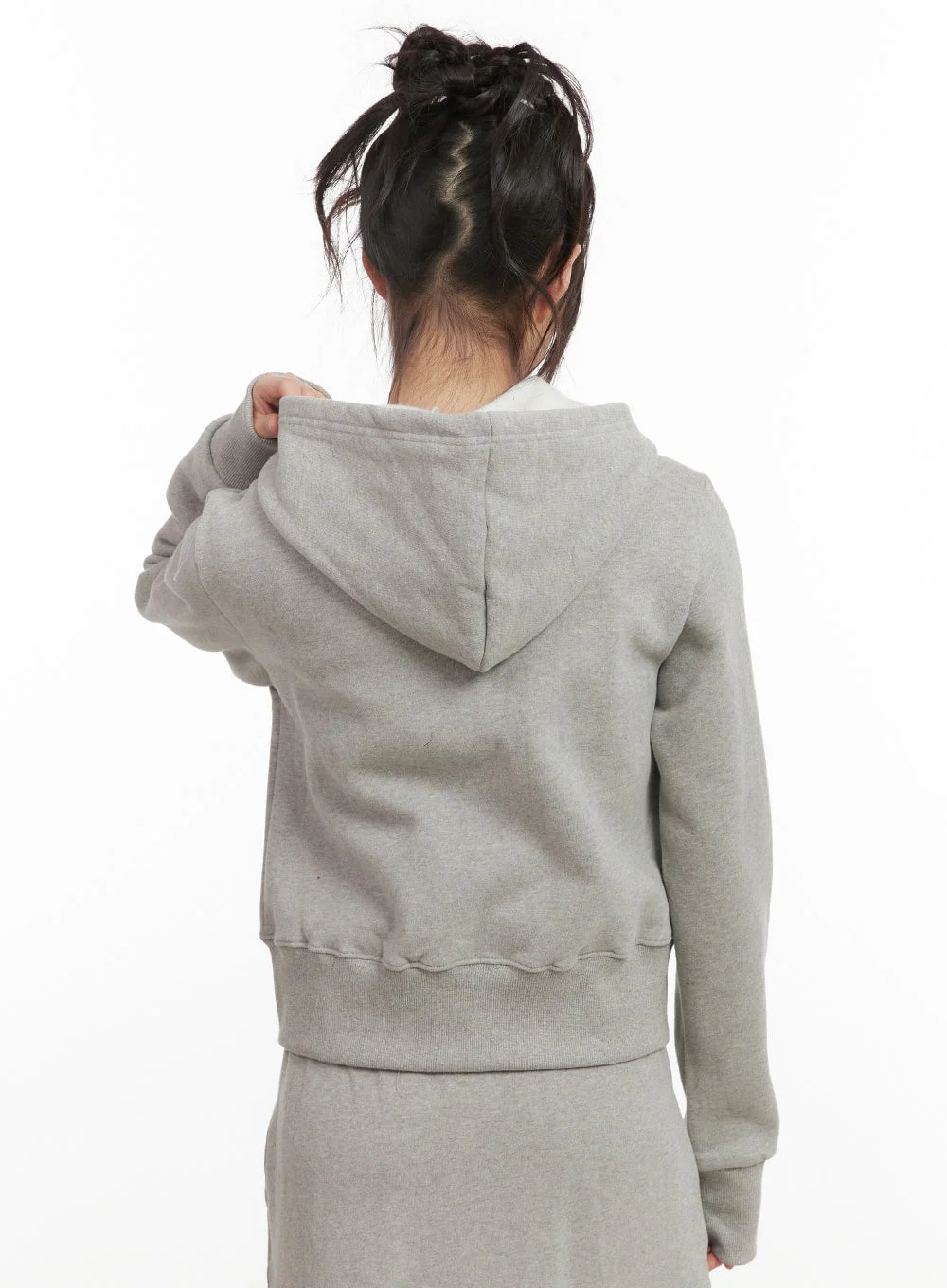 Long Sleeve Zip-Up Cropped Hoodie CJ506 - Image 5