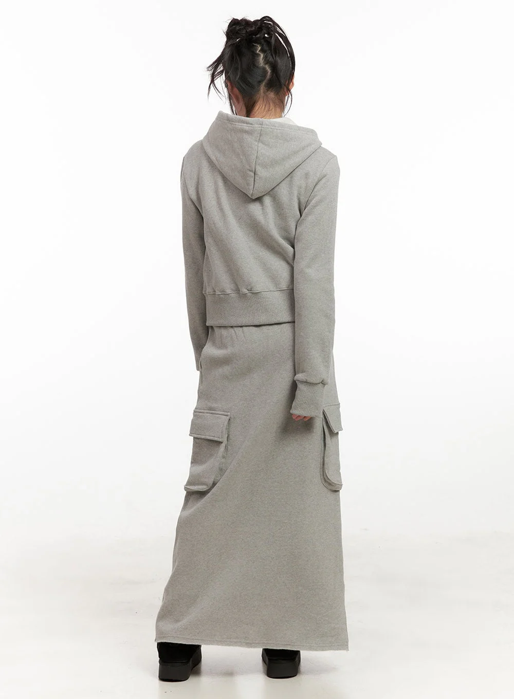 Long Sleeve Zip-Up Cropped Hoodie CJ506 - Image 6