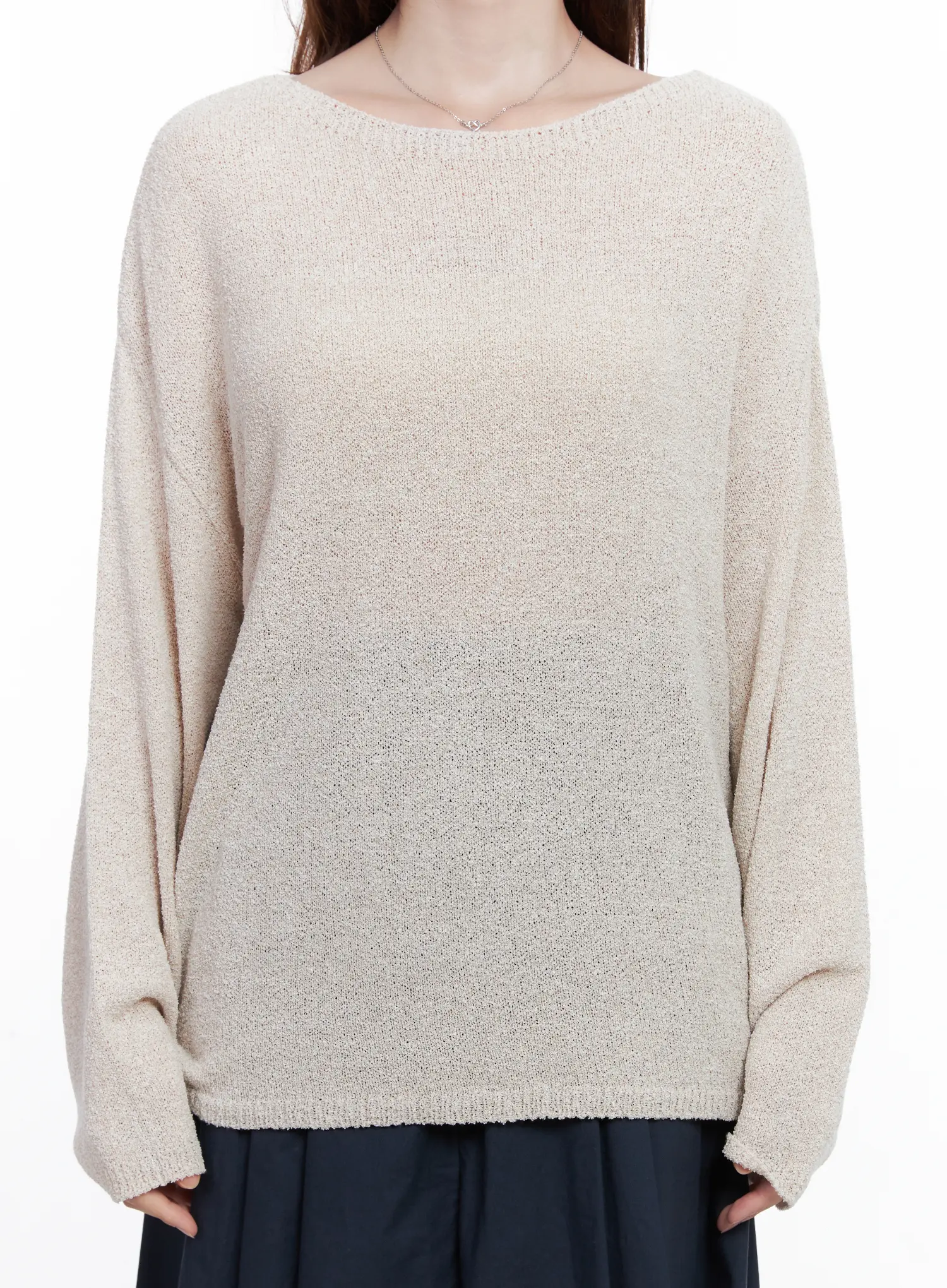 Loose Fit Boat Neck Pullover Knit CG520 - Image 3