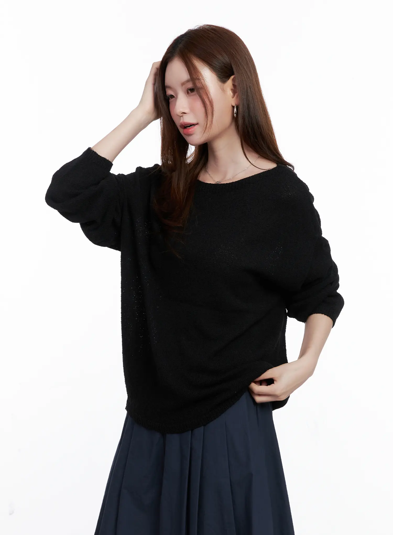 Loose Fit Boat Neck Pullover Knit CG520 - Image 8