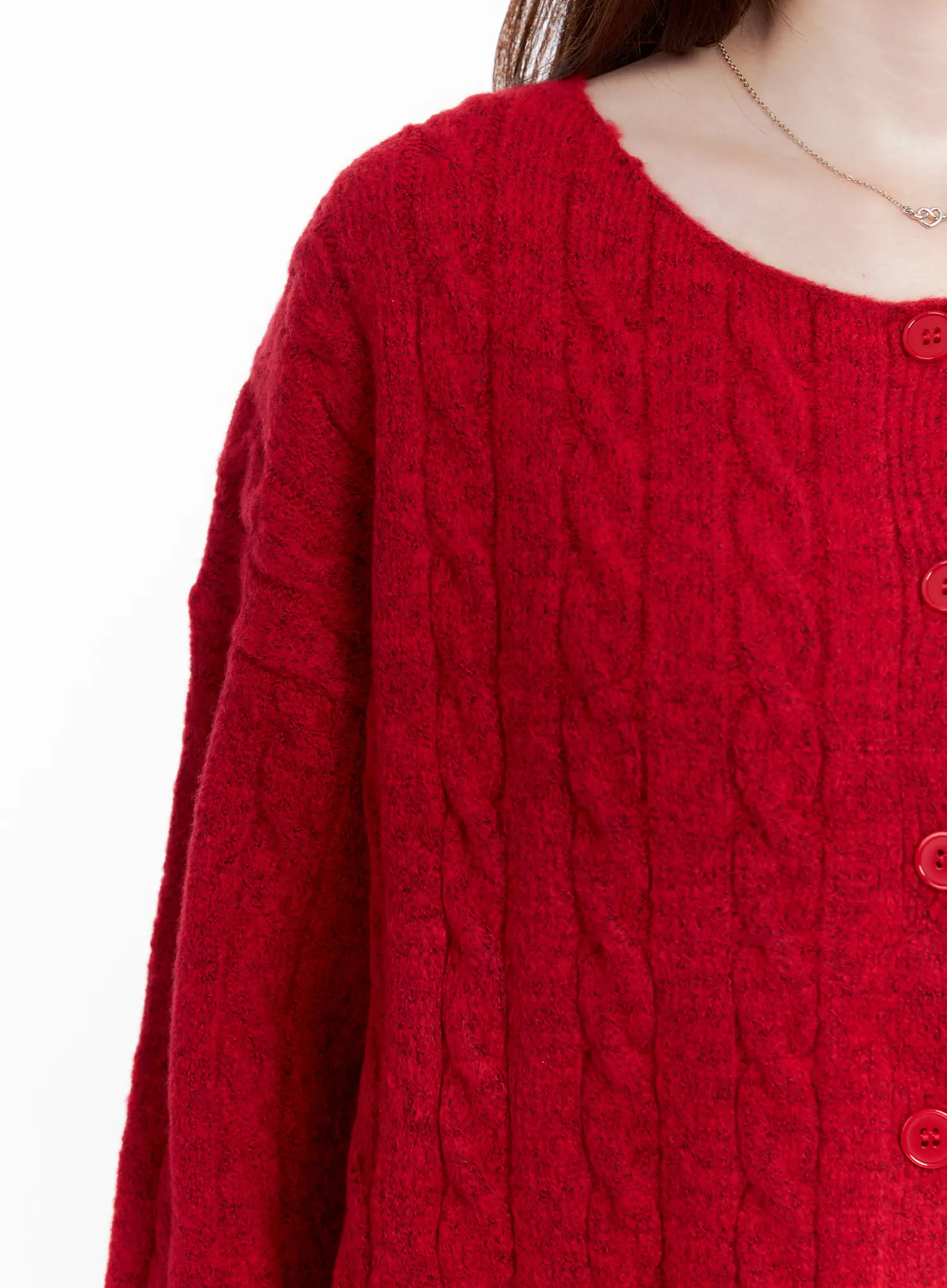 Loose-Fit Cable Knit Cardigan CG521 - Image 4