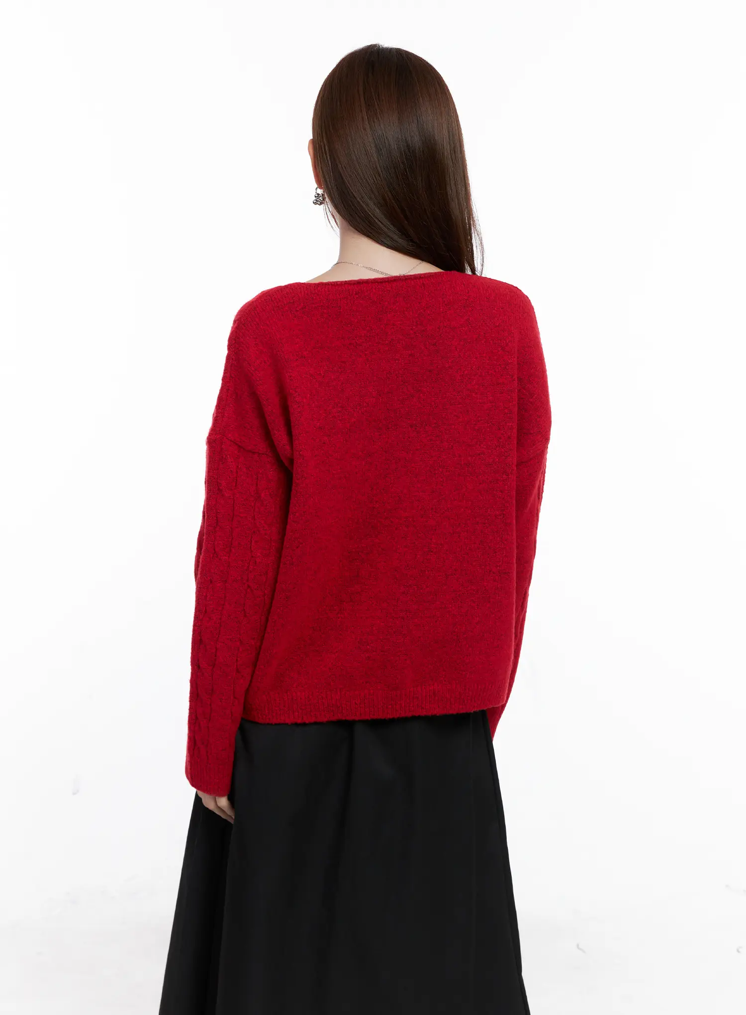 Loose-Fit Cable Knit Cardigan CG521 - Image 7