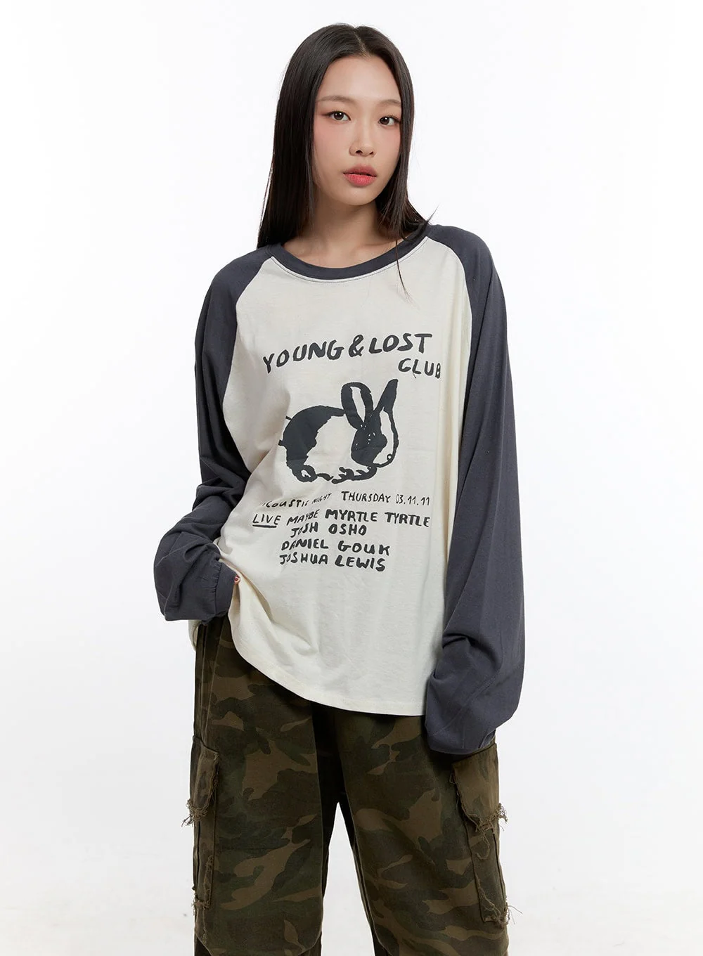 Loose Fit Cotton Raglan Long Sleeve Top CN420