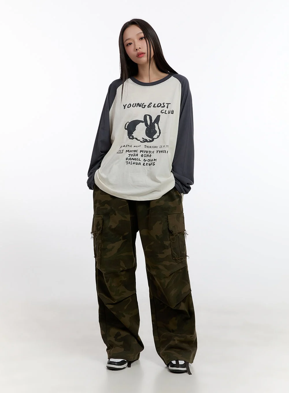 Loose Fit Cotton Raglan Long Sleeve Top CN420 - Image 2