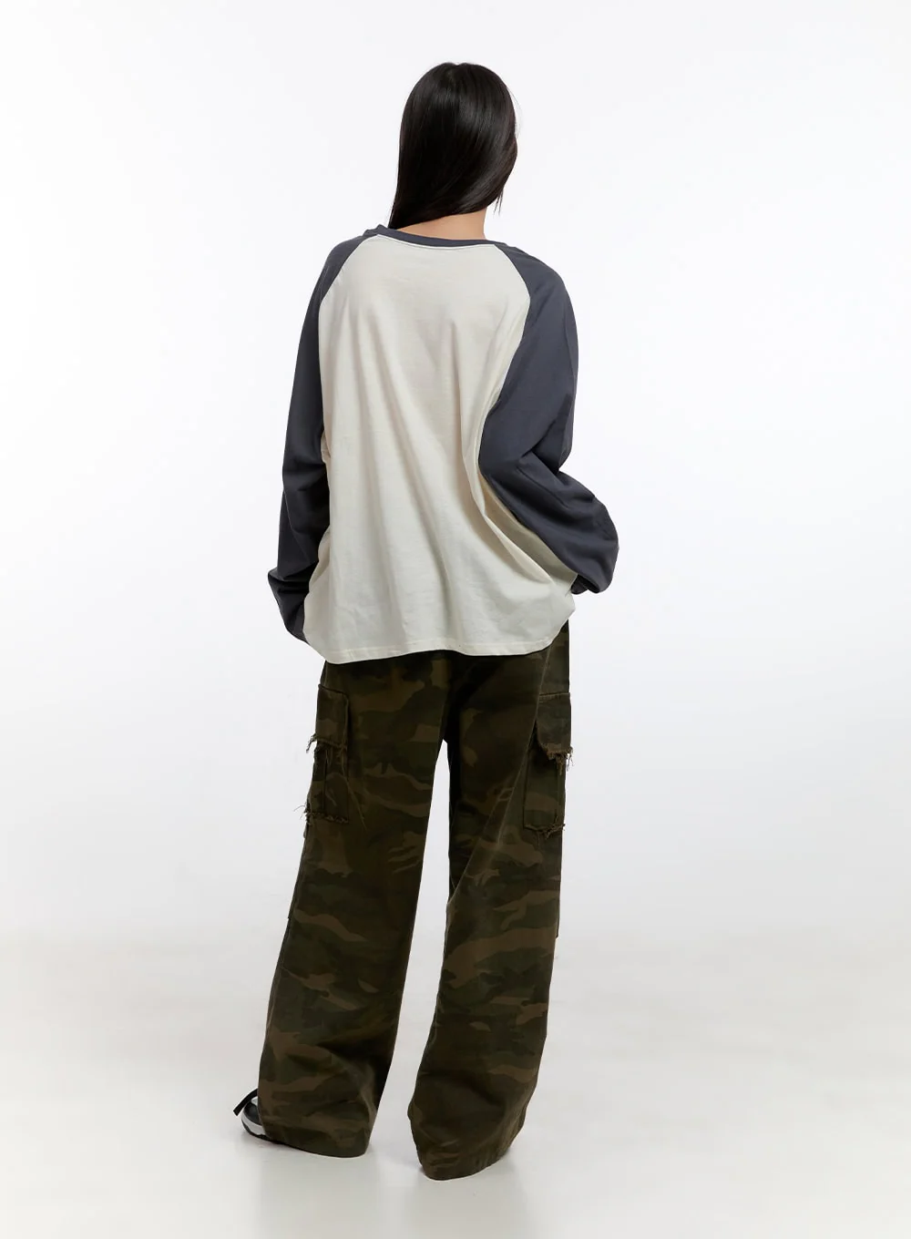 Loose Fit Cotton Raglan Long Sleeve Top CN420 - Image 4