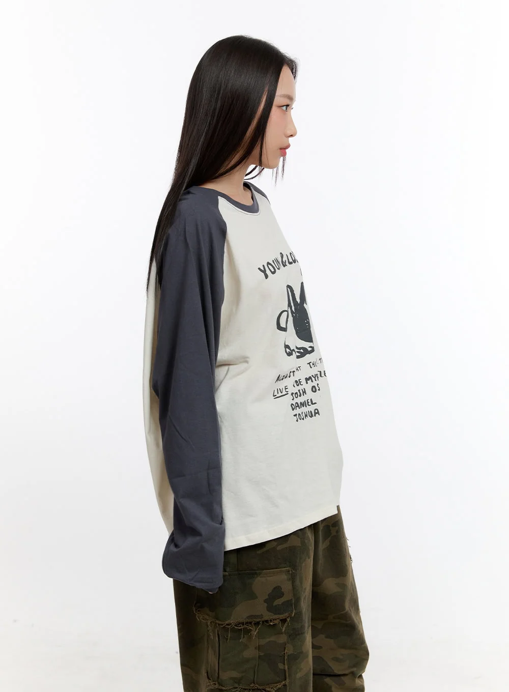 Loose Fit Cotton Raglan Long Sleeve Top CN420 - Image 5