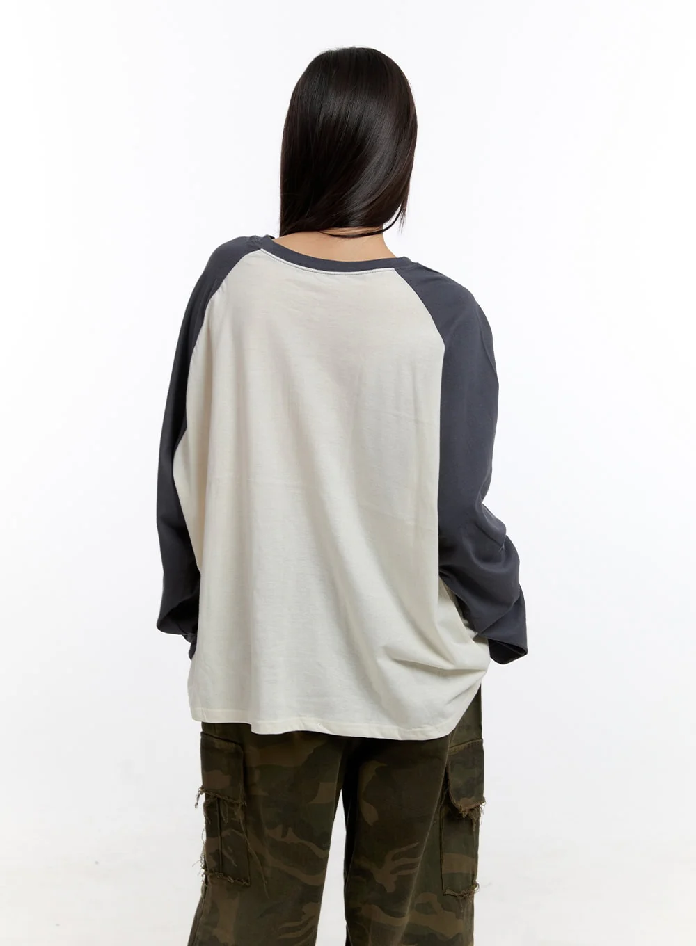 Loose Fit Cotton Raglan Long Sleeve Top CN420 - Image 6