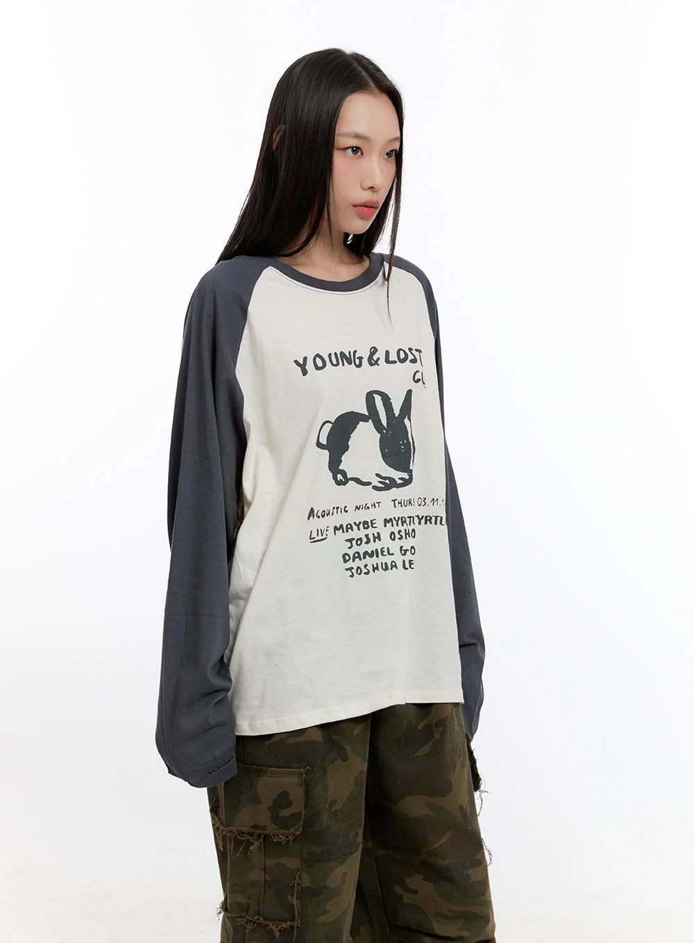 Loose Fit Cotton Raglan Long Sleeve Top CN420 - Image 8