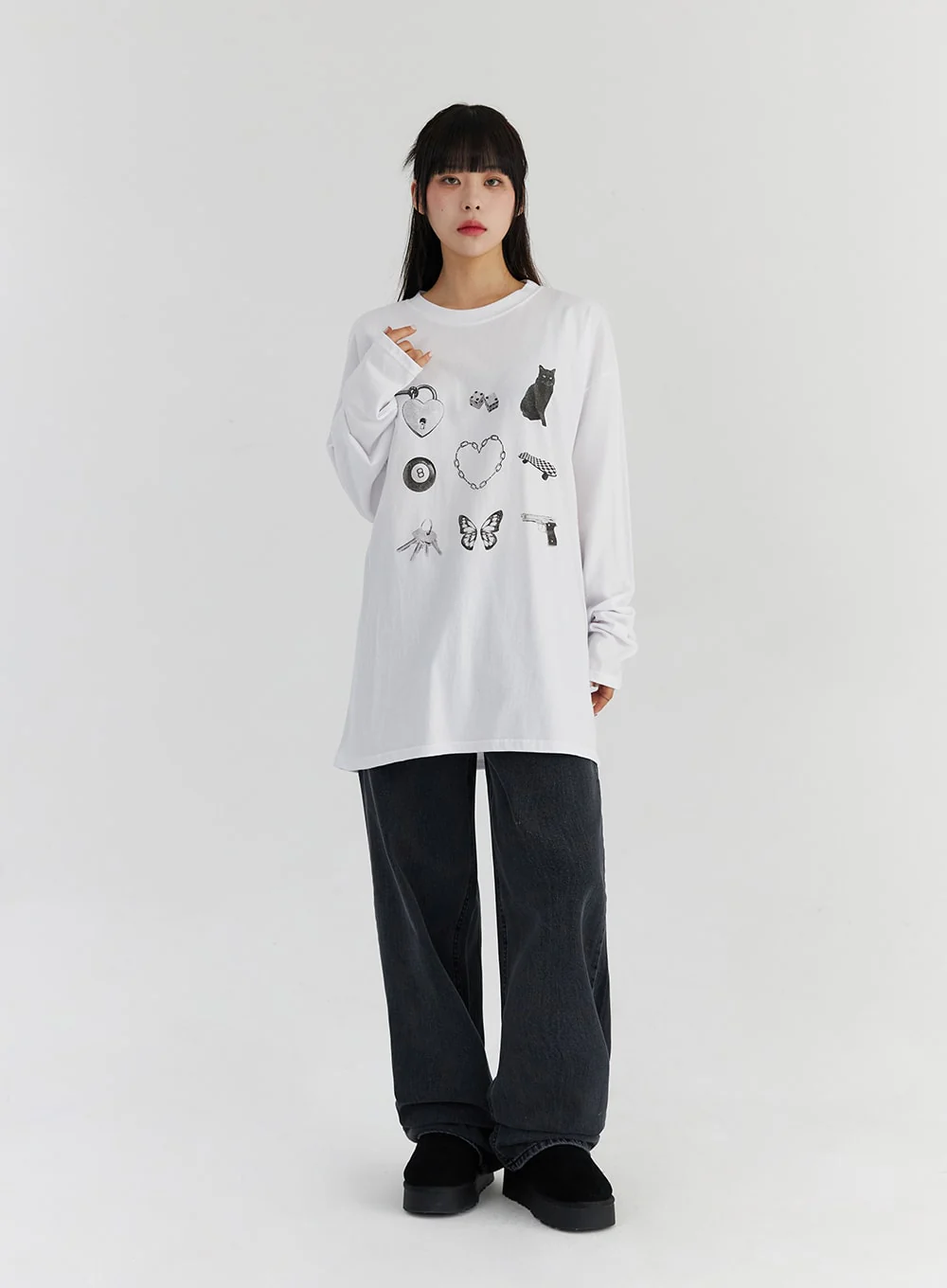 Loose Fit Cute Print Tee CS327 - Image 2