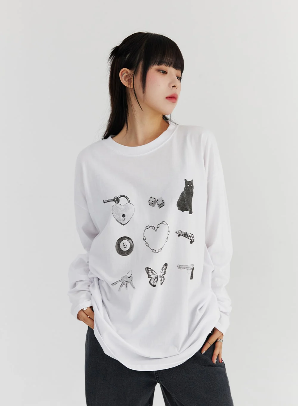 Loose Fit Cute Print Tee CS327 - Image 8