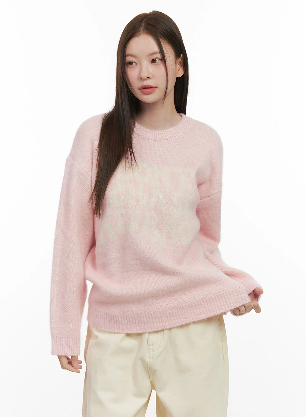 Loose-Fit Graphic Lettering Sweater OD412 - Image 10