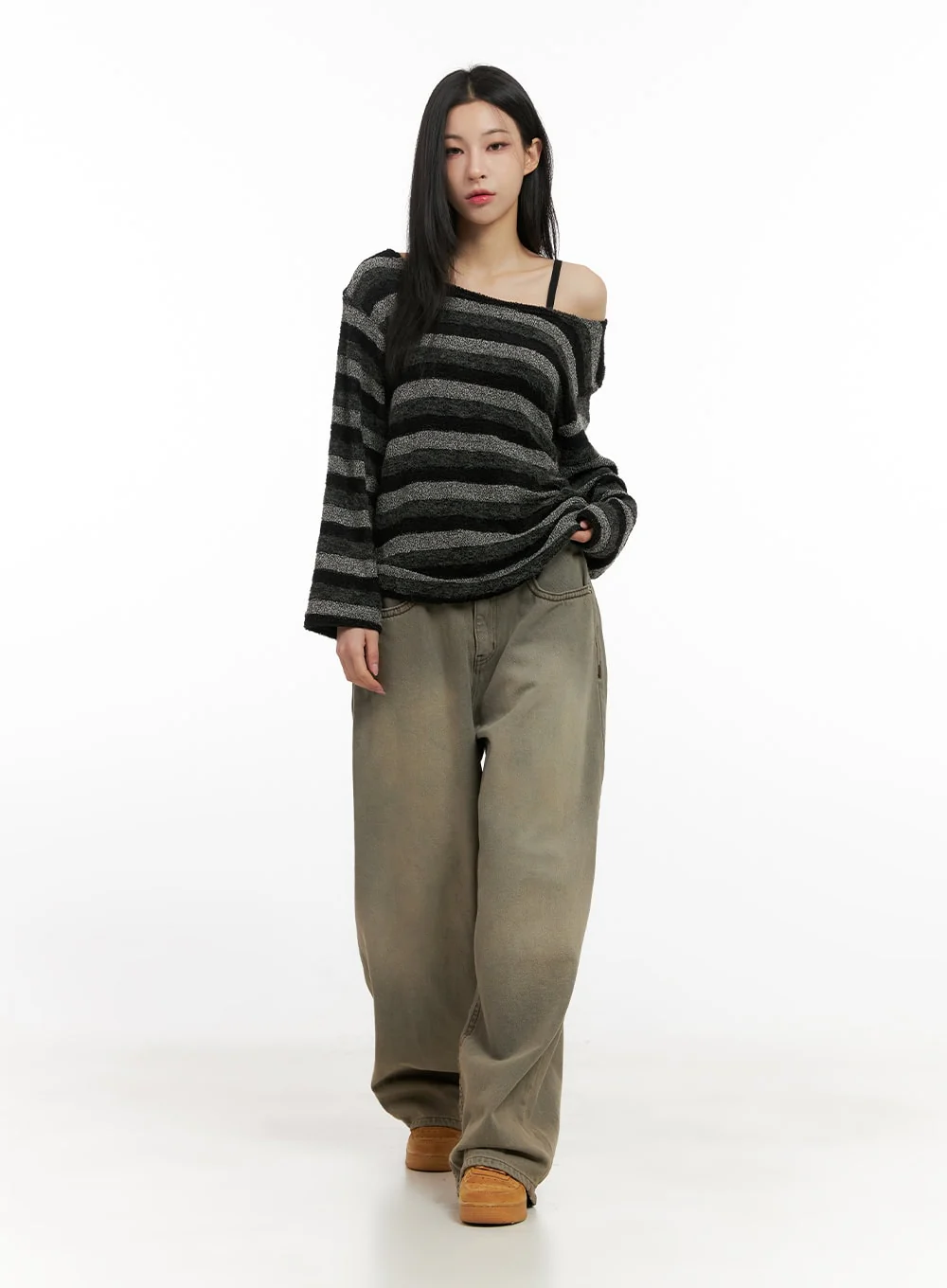 Loose-Fit Striped Knit Sweater CN416 - Image 4