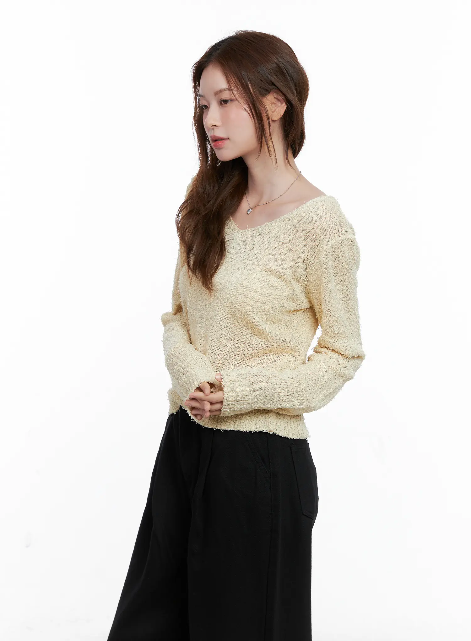 Loose-Fit V-Neck Knit Sweater CG521 - Image 5