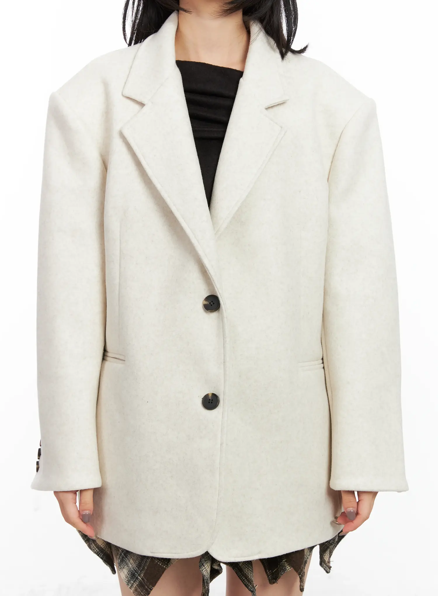 Loose Fit Wool Blazer Jacket CN528 - Image 4