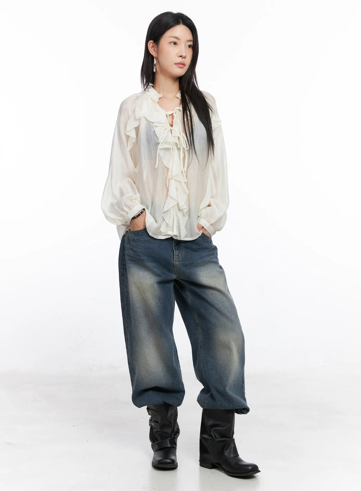 Louise Washed Baggy Jeans CO508 - Image 4