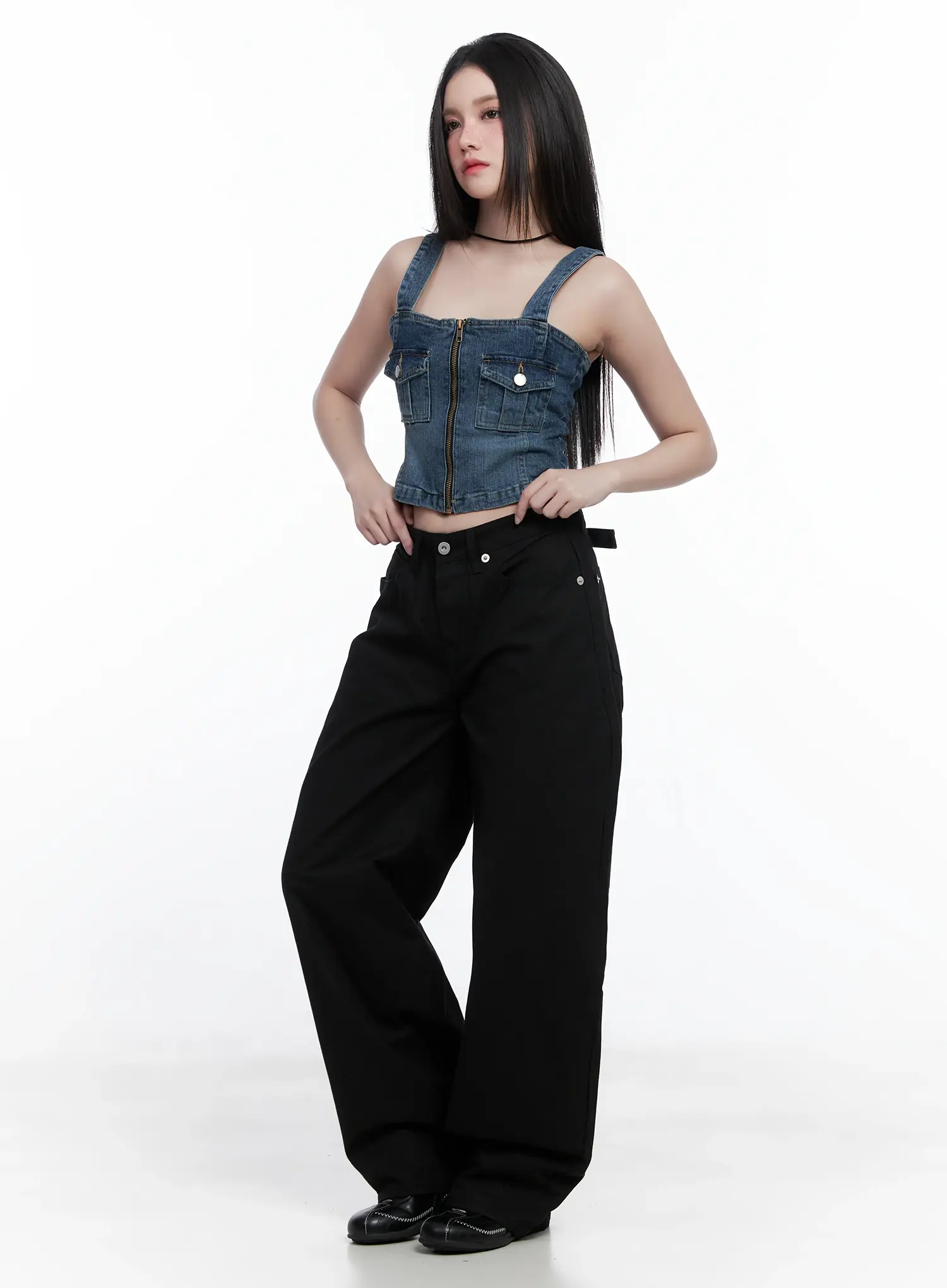 Low-Rise Back Detail Wide Pants CS525 - Image 3