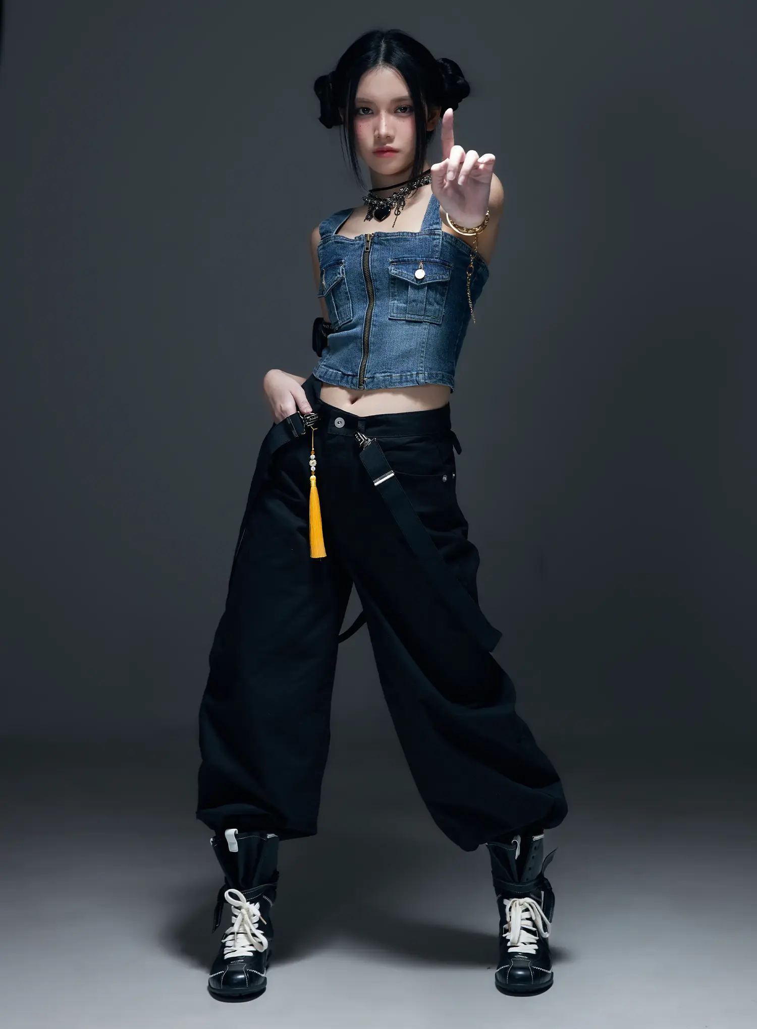 Low-Rise Back Detail Wide Pants CS525 - Image 8