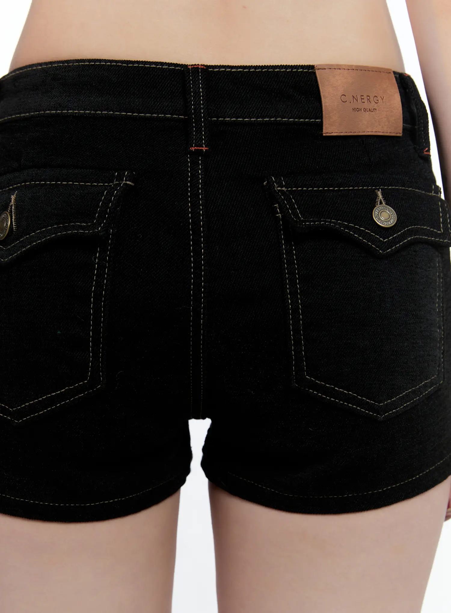 Low-Rise Dark Washed Denim Shorts CN517 - Image 8