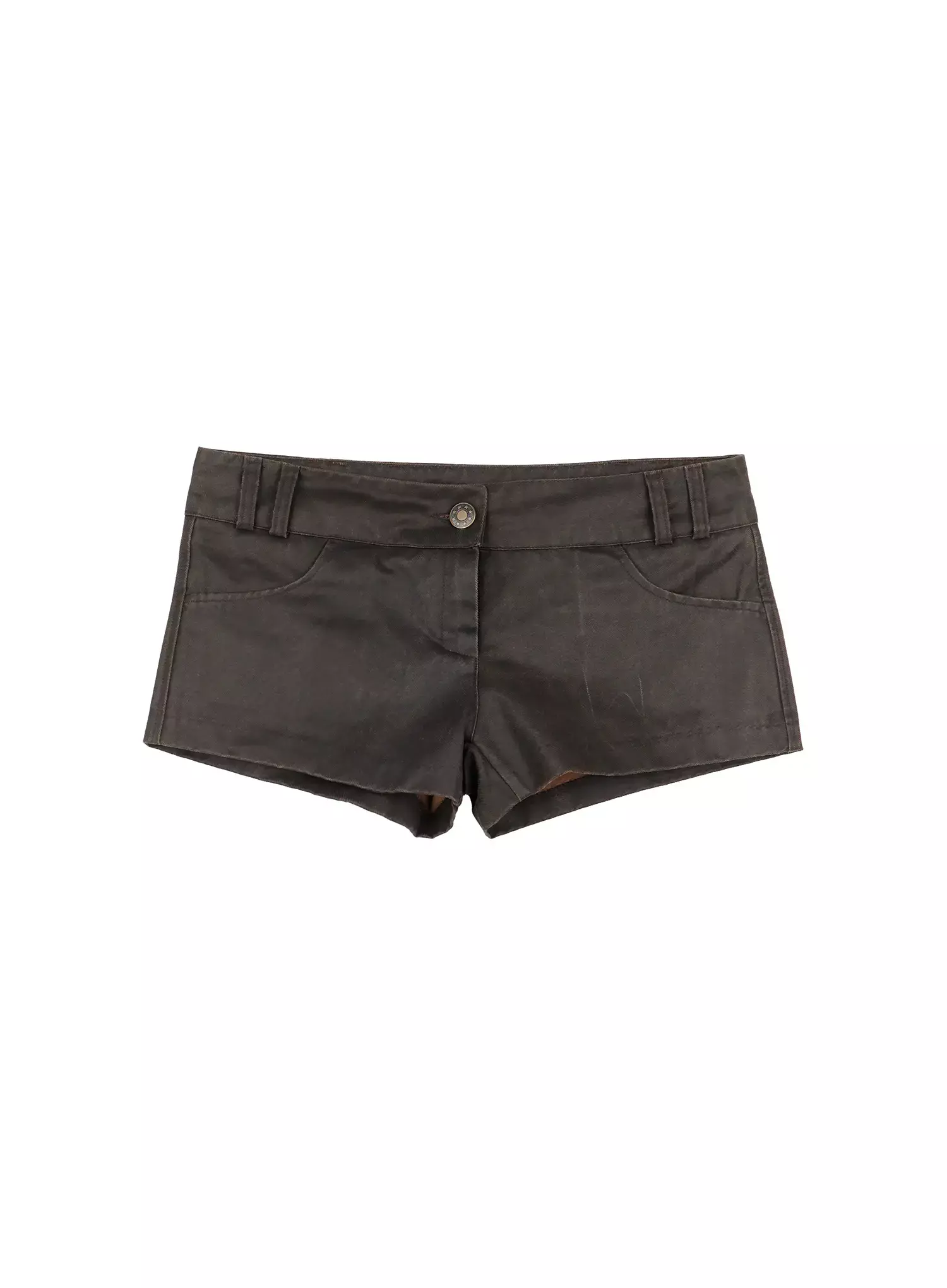 Low Rise Faux Leather Shorts IS508 - Image 11