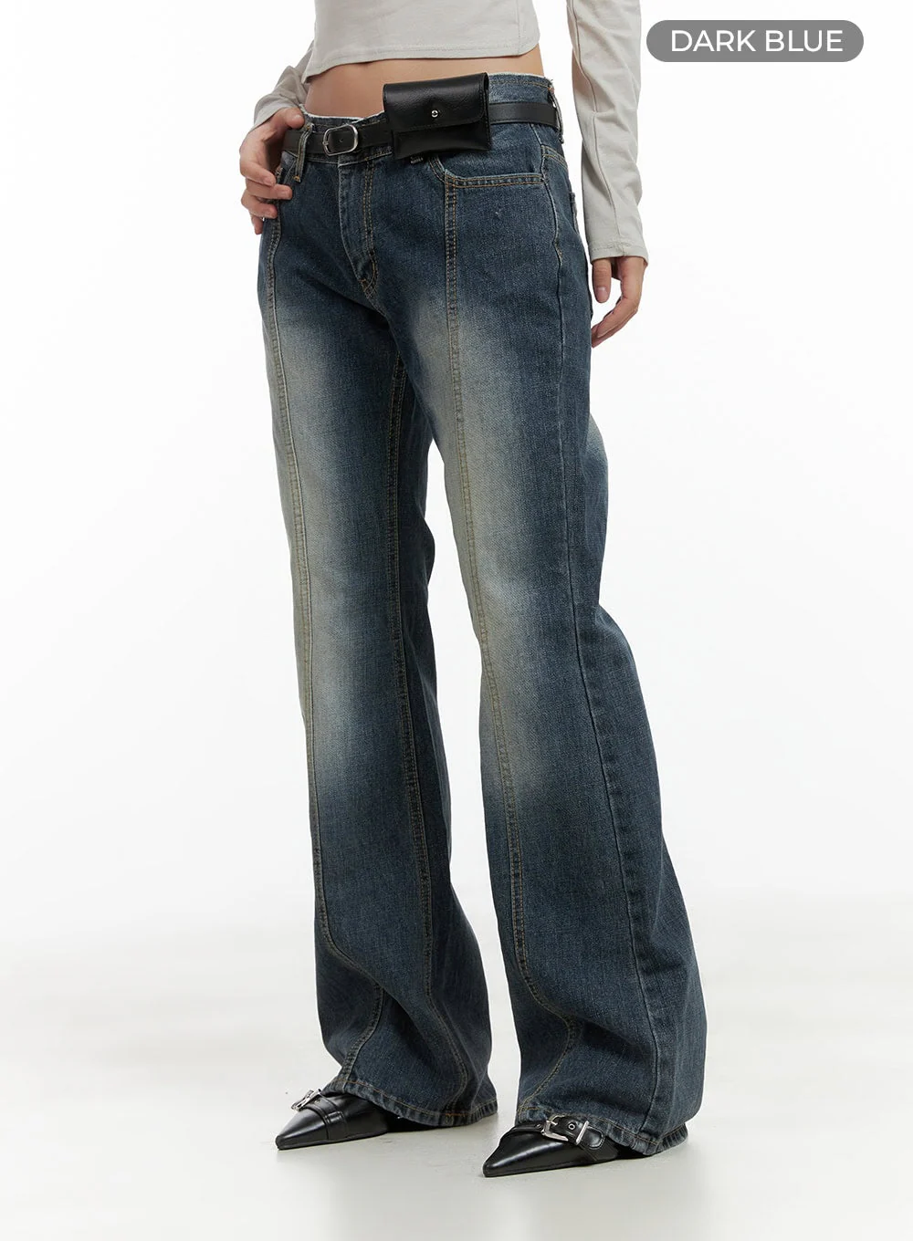 Low Rise Front Seam Bootcut Jeans CL417 - Image 6