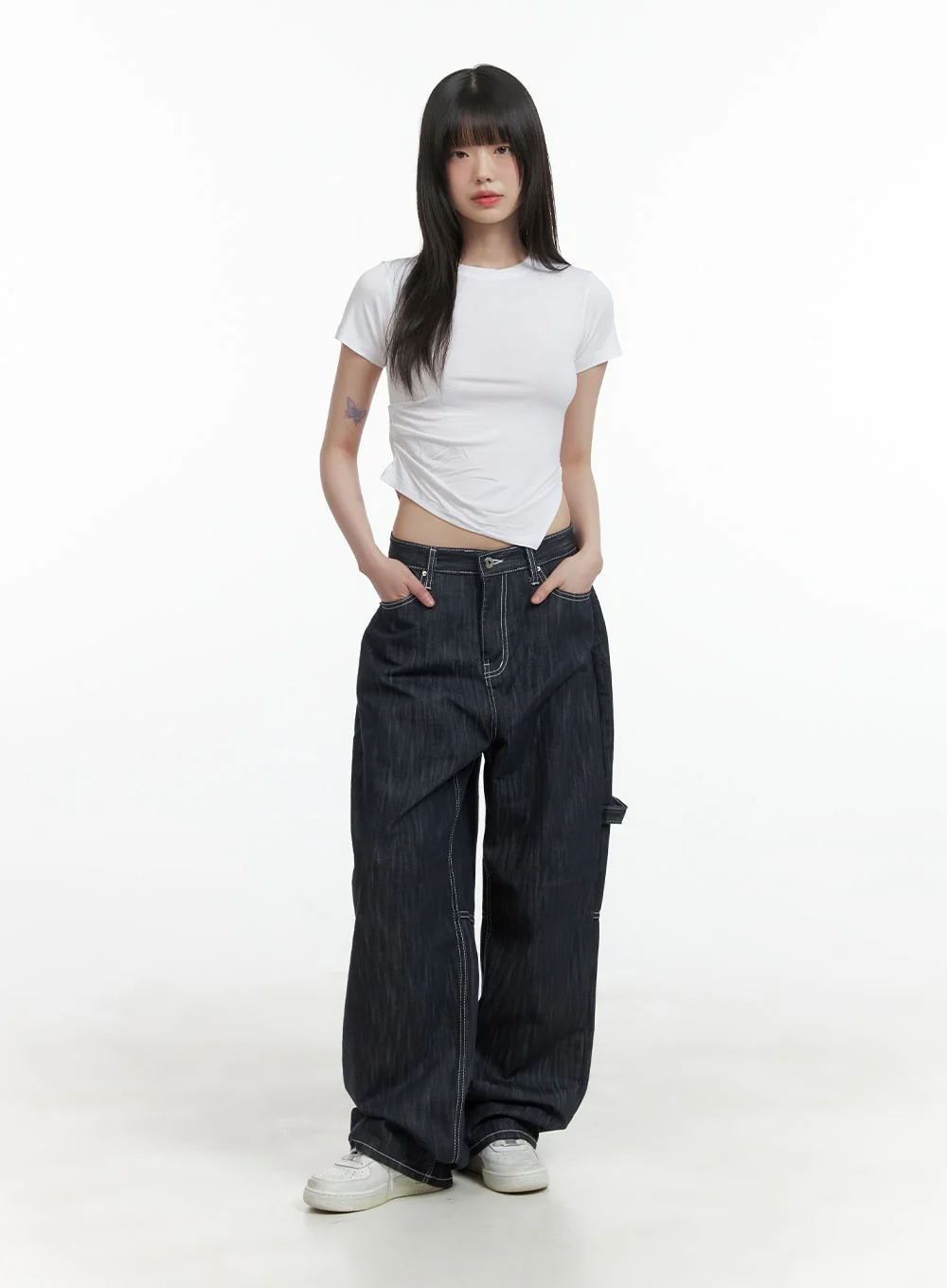 Low-Rise Strap Baggy Jeans CY414 - Image 2