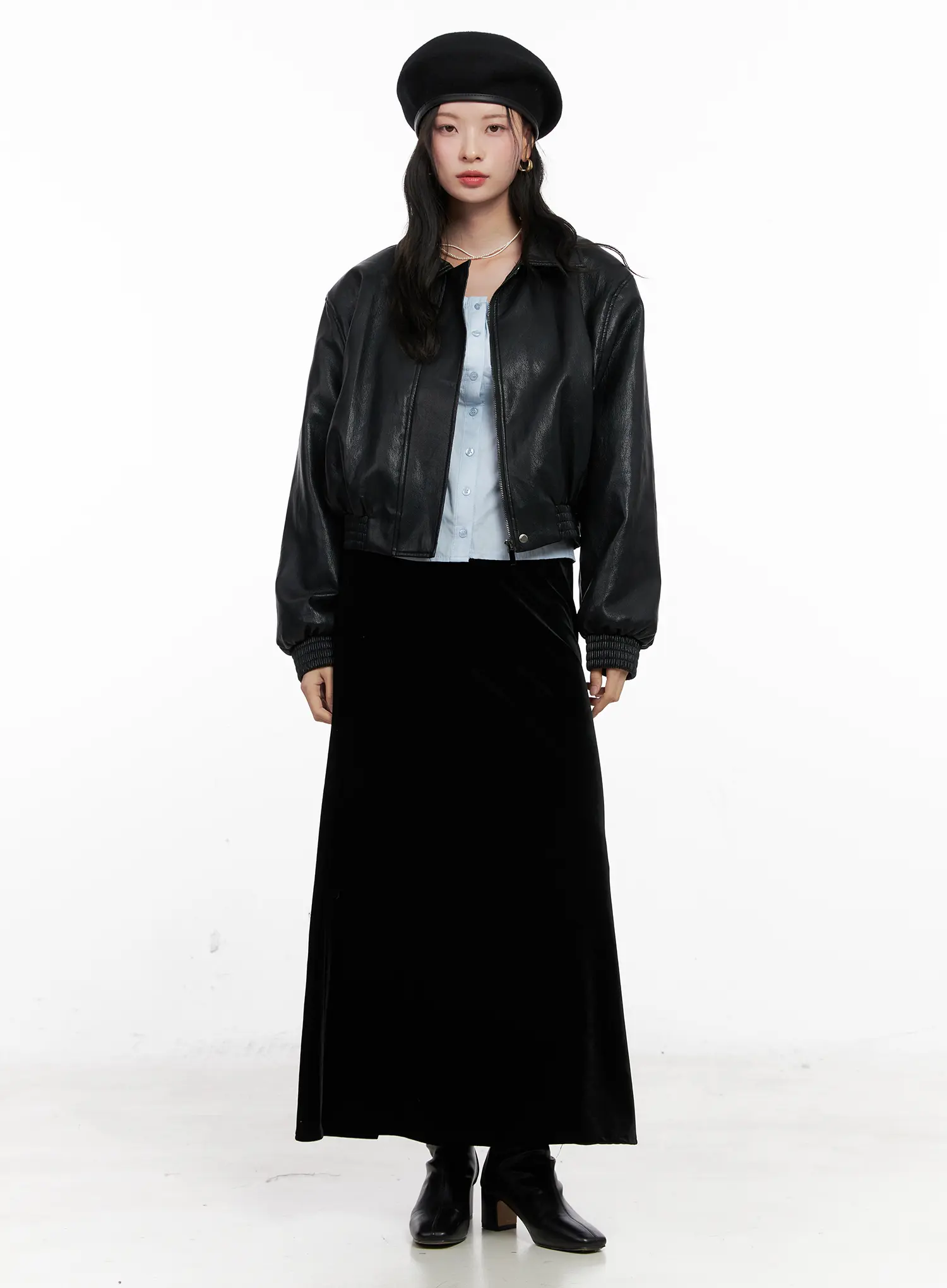 Low Rise Velvet Maxi Skirt CN504 - Image 2