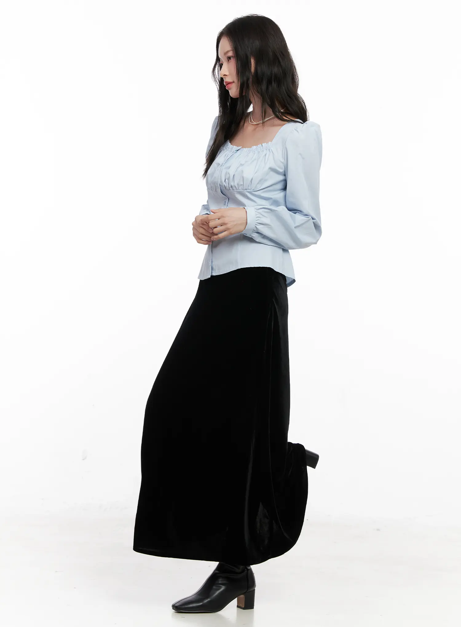 Low Rise Velvet Maxi Skirt CN504 - Image 6