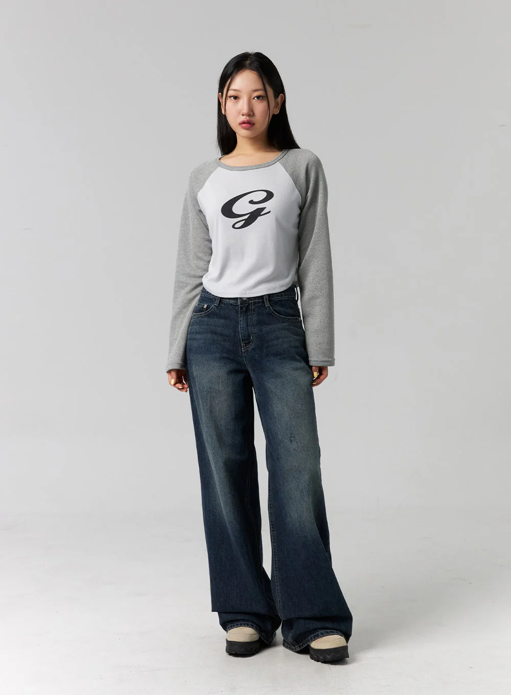 Low Rise Washed Wide Jeans CG315 - Image 3