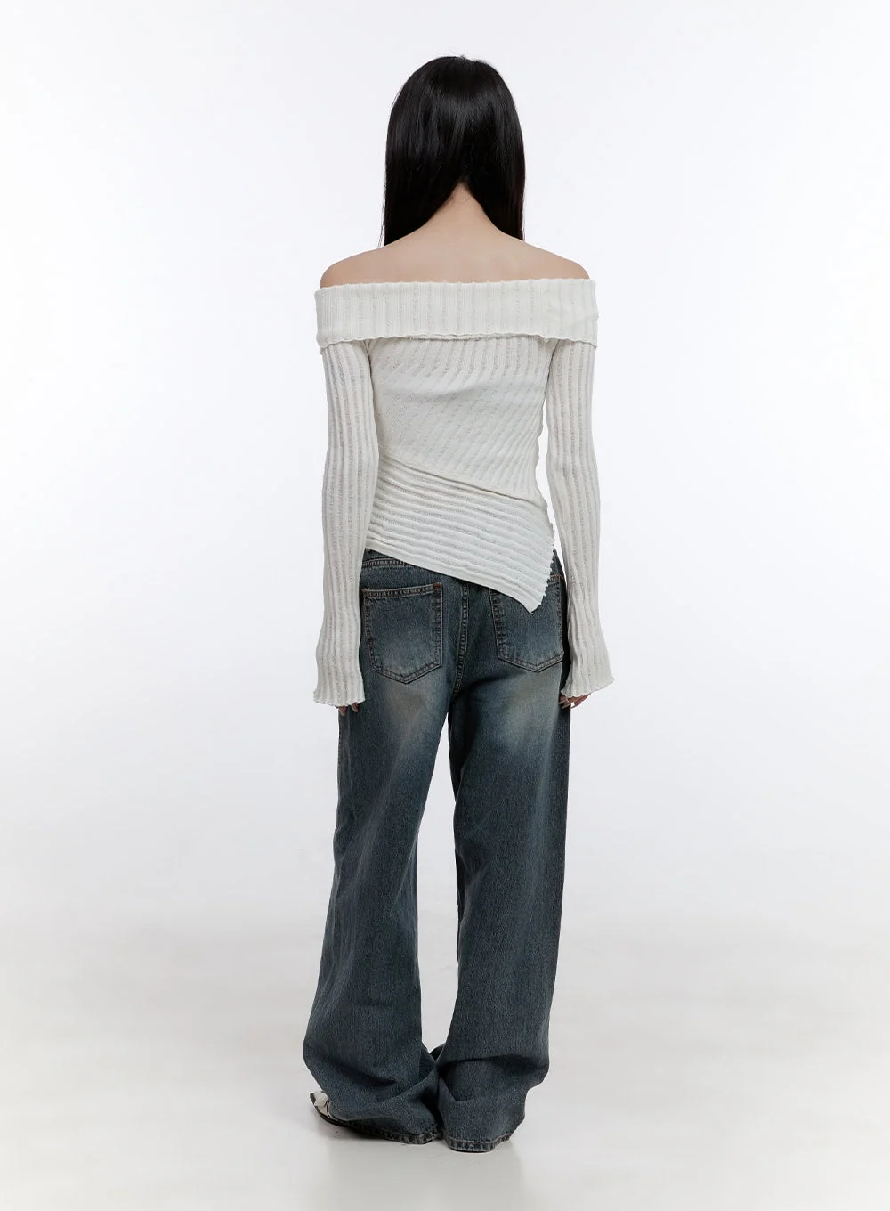 Lucia Stitched Denim Baggy Jeans CO418 - Image 4