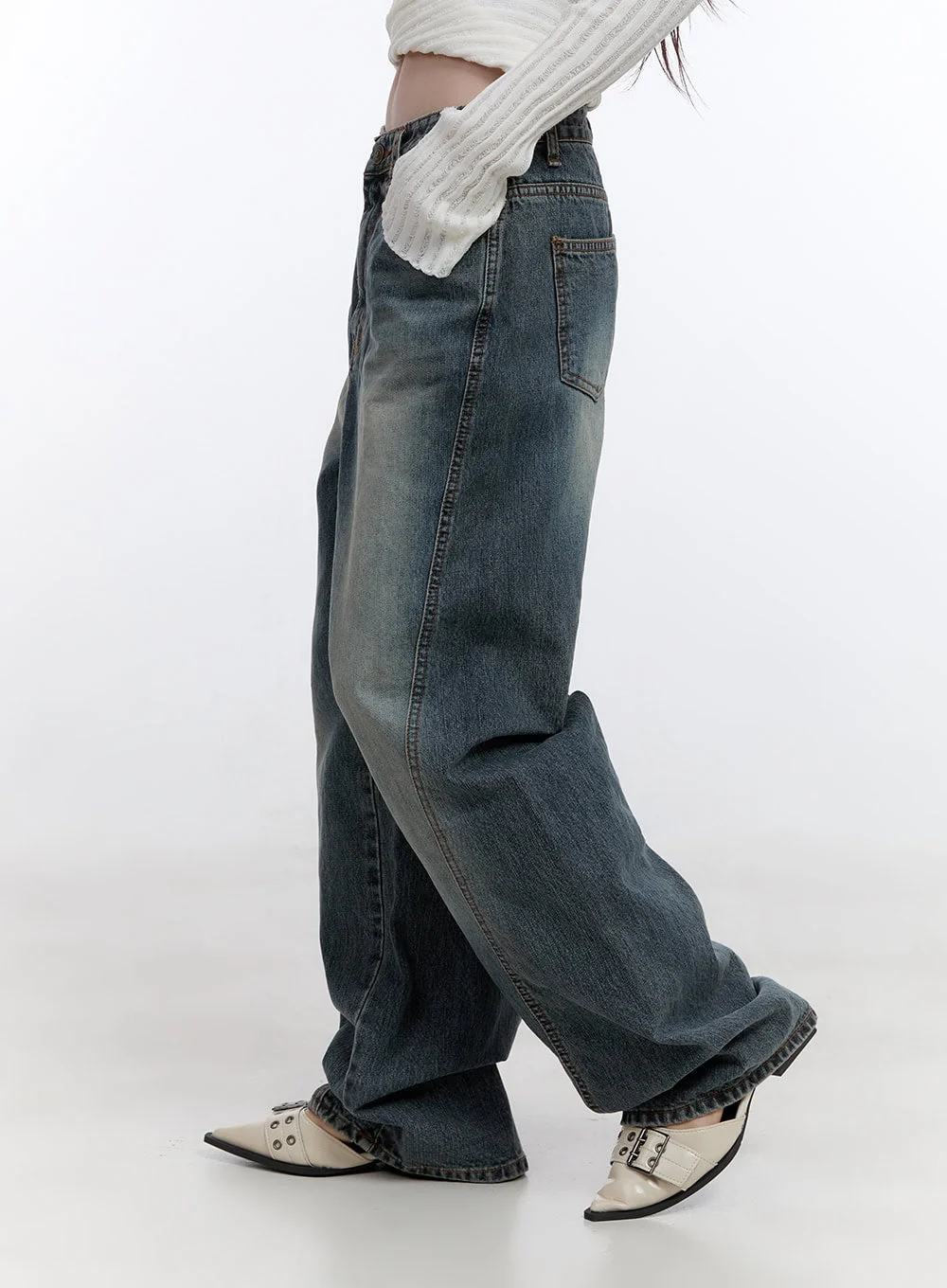 Lucia Stitched Denim Baggy Jeans CO418 - Image 6