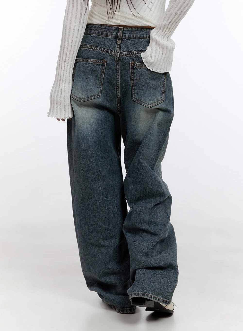 Lucia Stitched Denim Baggy Jeans CO418 - Image 7