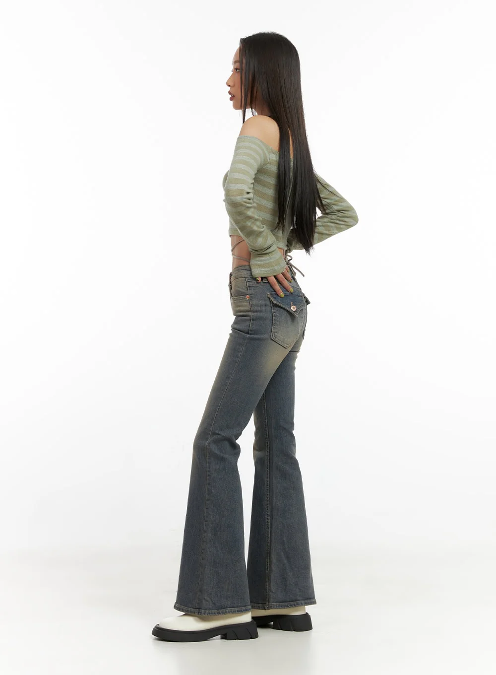 Lydia Slim Washed Bootcut Jeans CO424 - Image 5