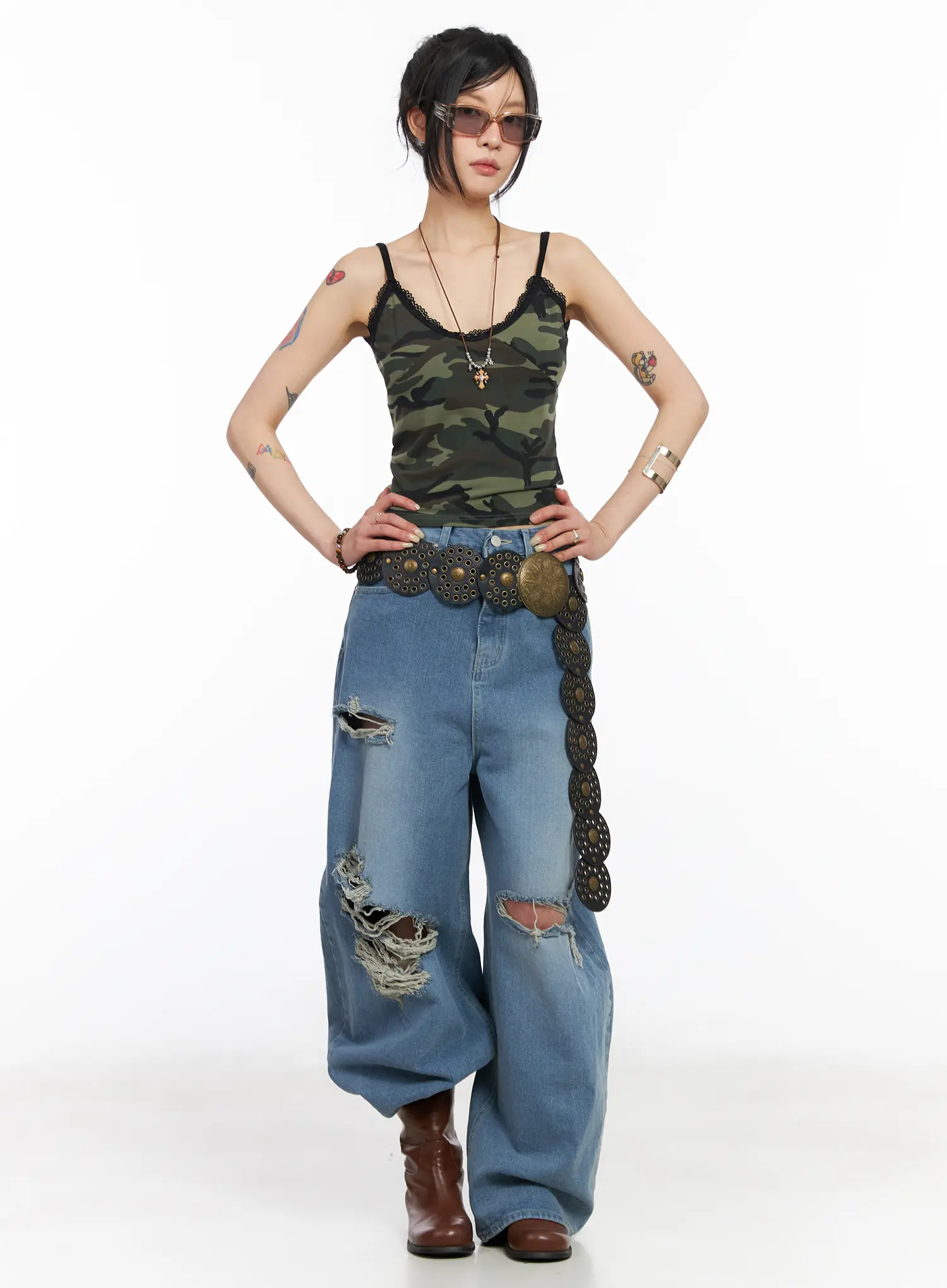 Lylah Ripped Wide Leg Jeans CM517 - Image 2