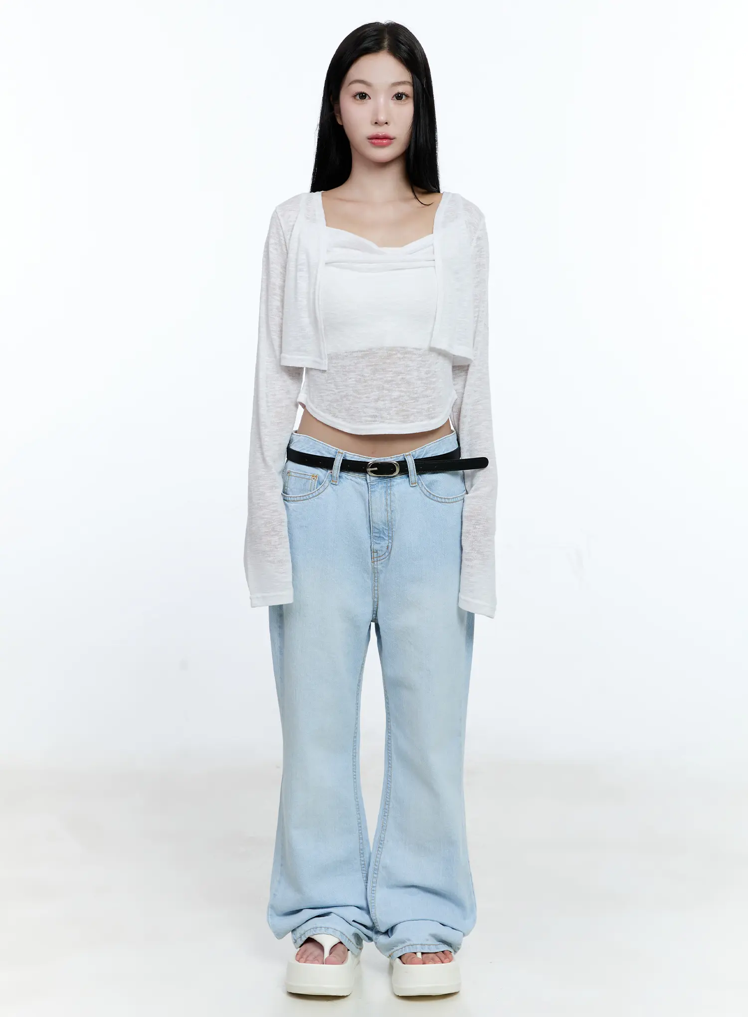 Mae Washed Flare Denim Jeans CG512 - Image 4