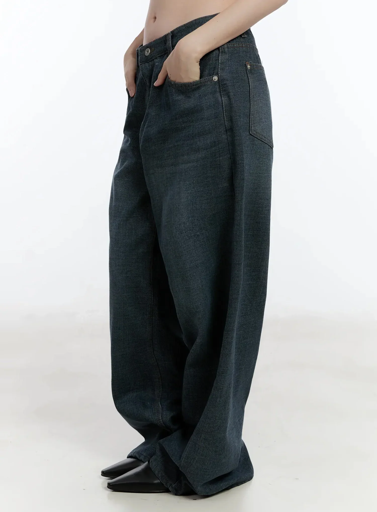 Mano Vintage Wash Wide Leg Jeans ID526 - Image 10
