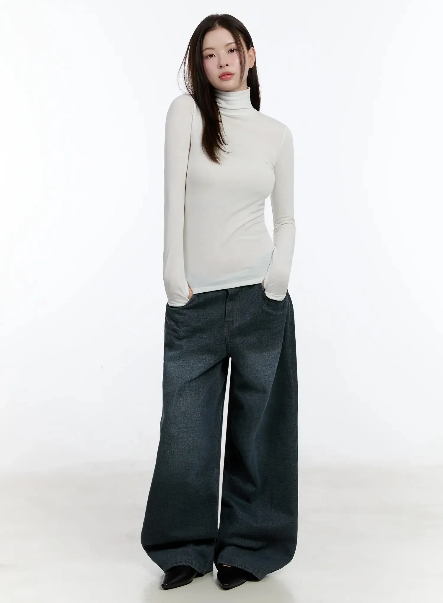 Mano Vintage Wash Wide Leg Jeans ID526 - Image 3
