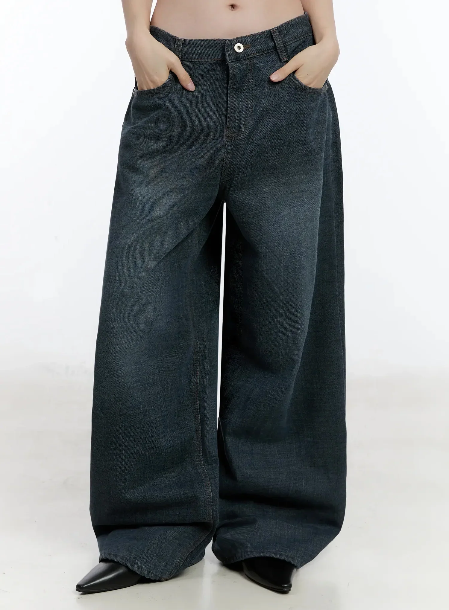 Mano Vintage Wash Wide Leg Jeans ID526 - Image 6