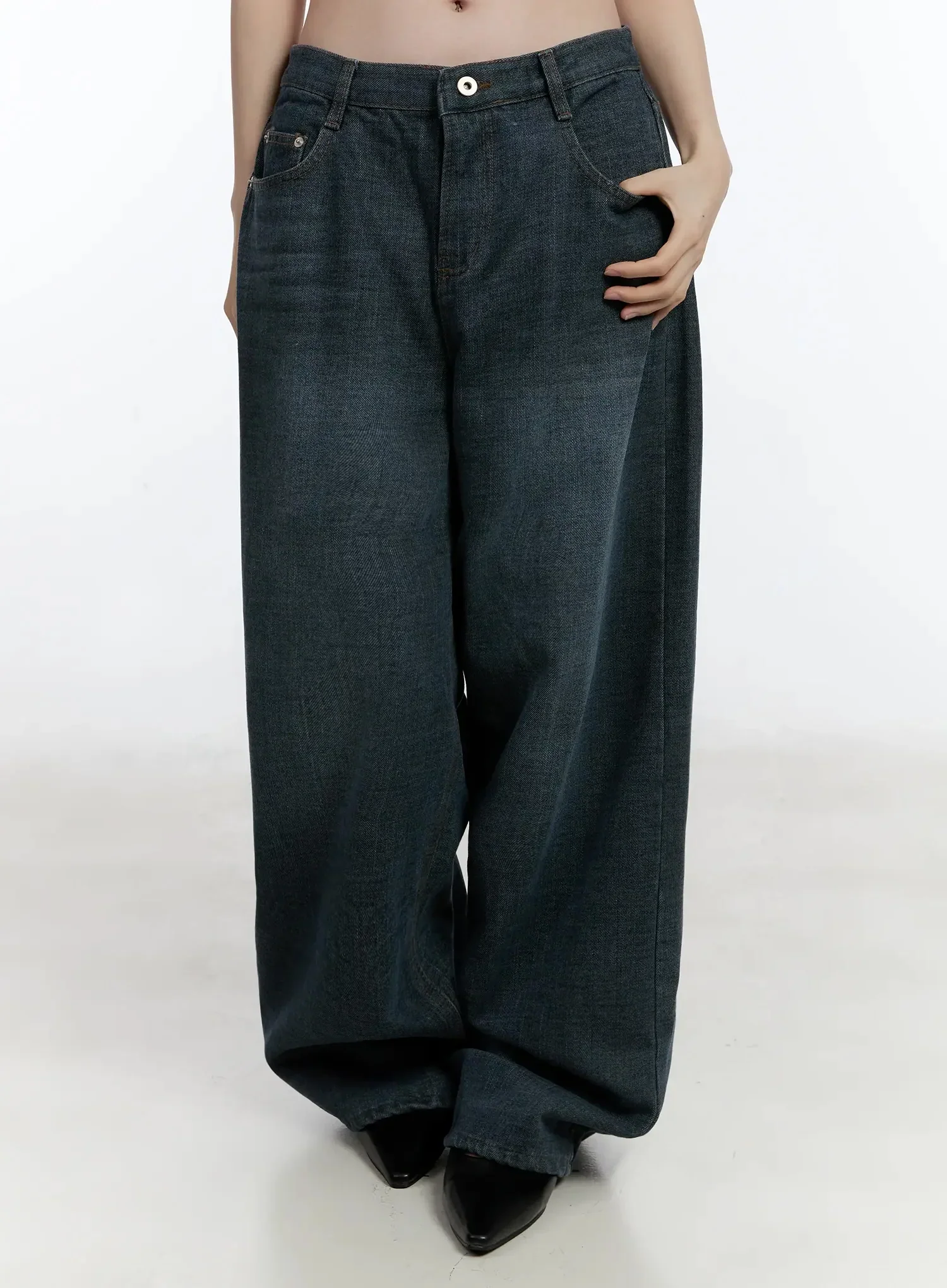 Mano Vintage Wash Wide Leg Jeans ID526 - Image 9
