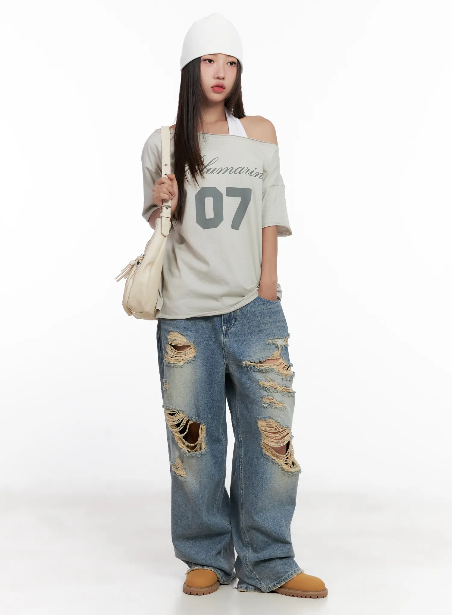 Manon Washed Distressed Wide Jeans CL518 - Image 2