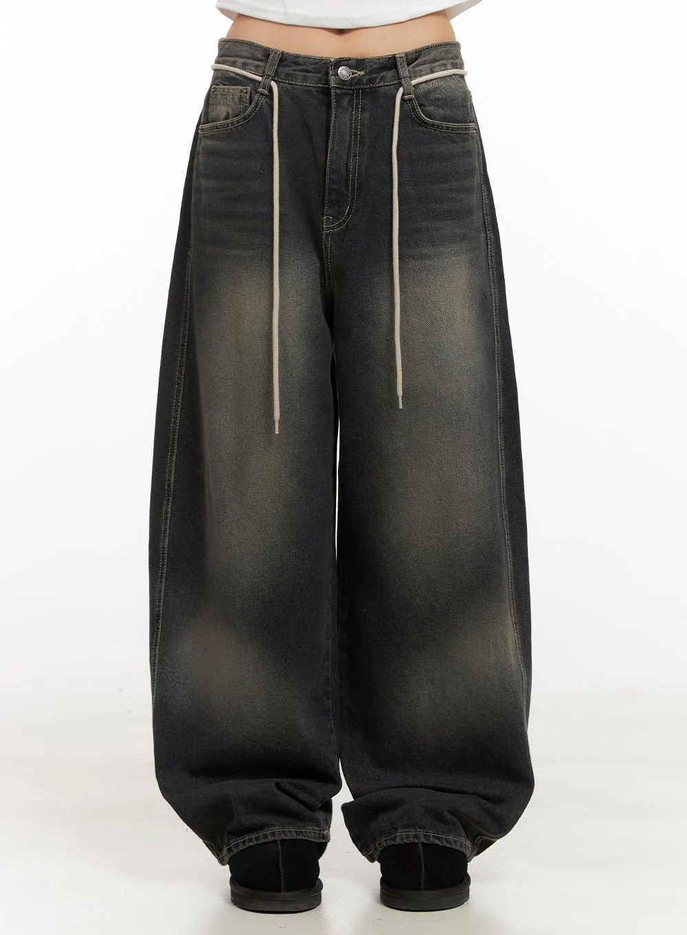 Matilda Washed Denim String Baggy Jeans CD410