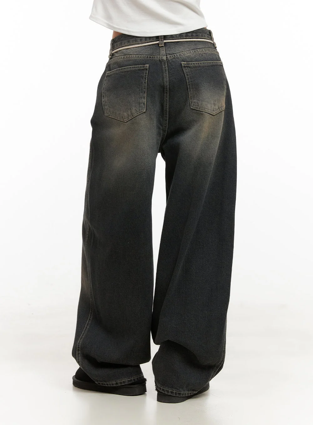 Matilda Washed Denim String Baggy Jeans CD410 - Image 5