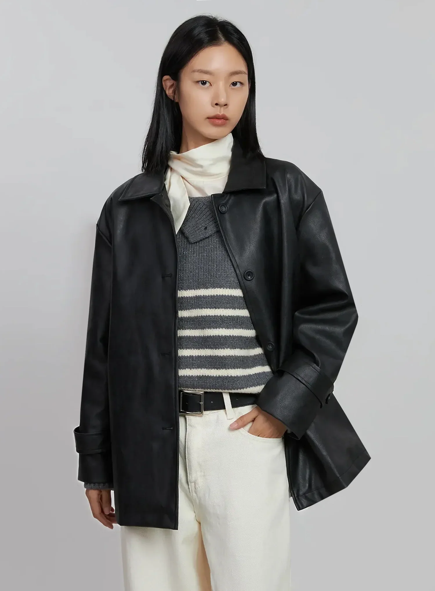 Matte Faux Leather Half Jacket ID504