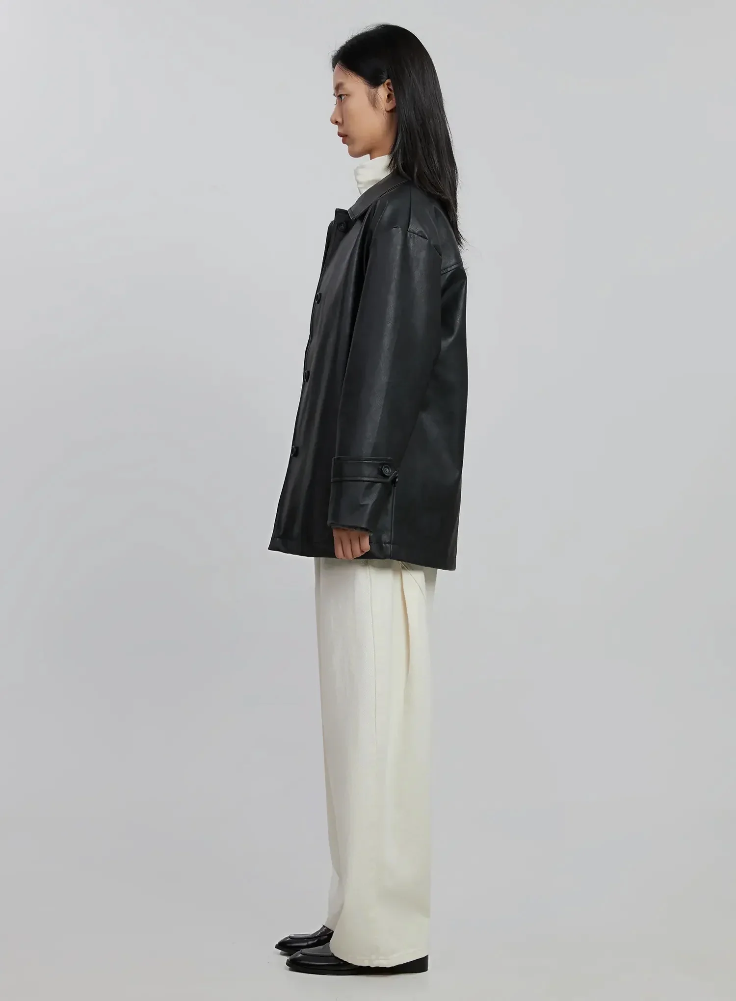 Matte Faux Leather Half Jacket ID504 - Image 10