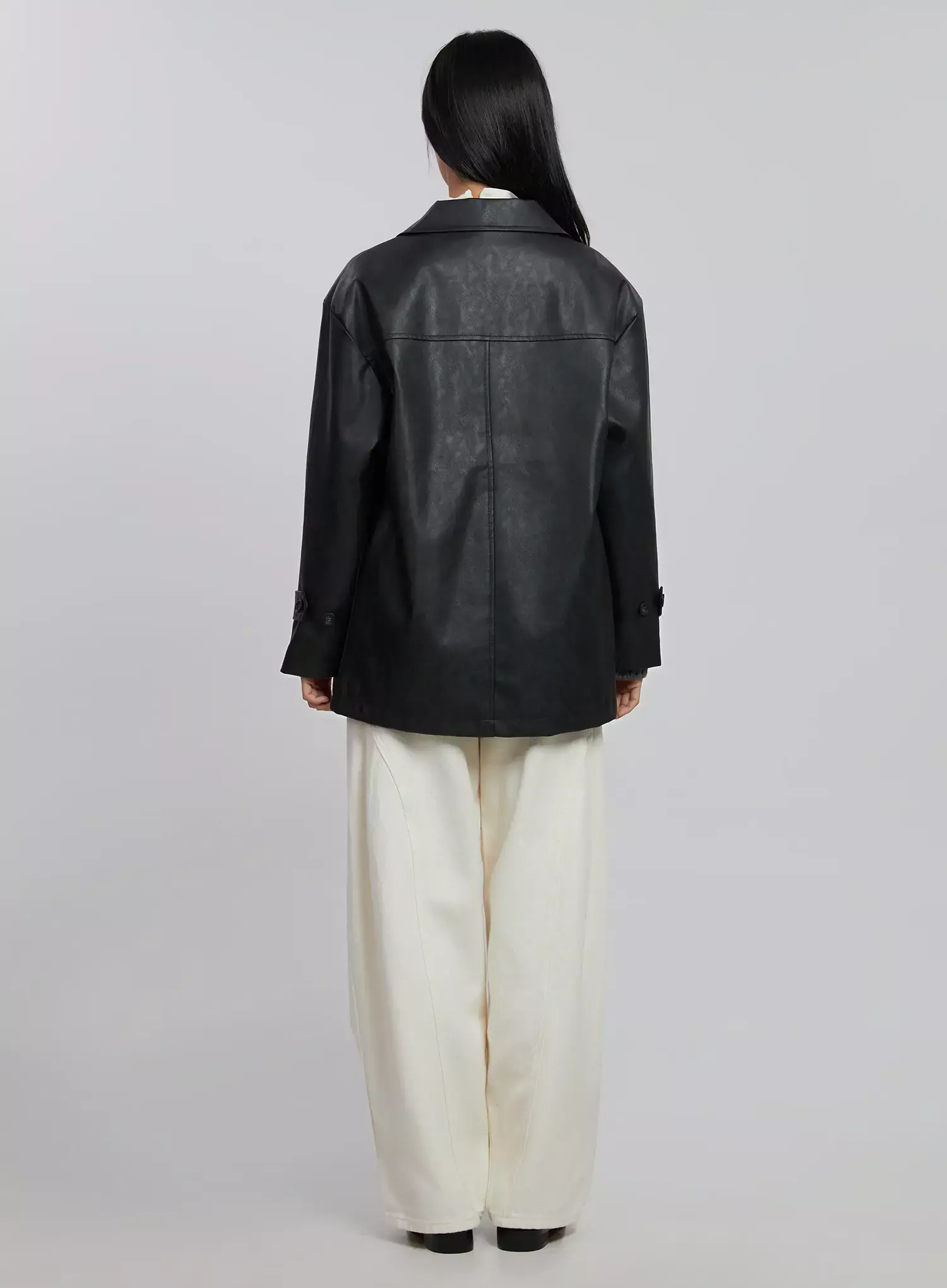 Matte Faux Leather Half Jacket ID504 - Image 11