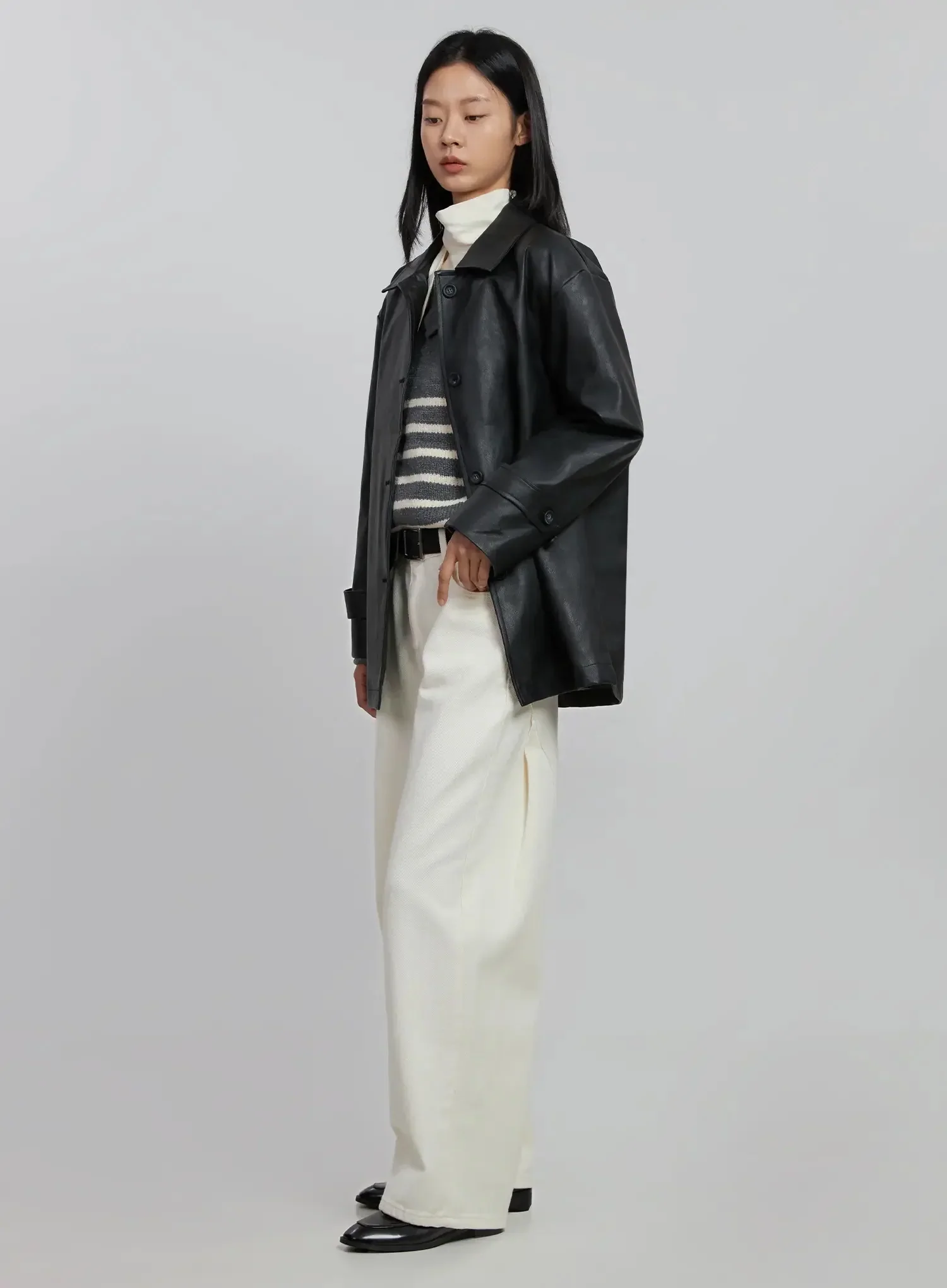 Matte Faux Leather Half Jacket ID504 - Image 12