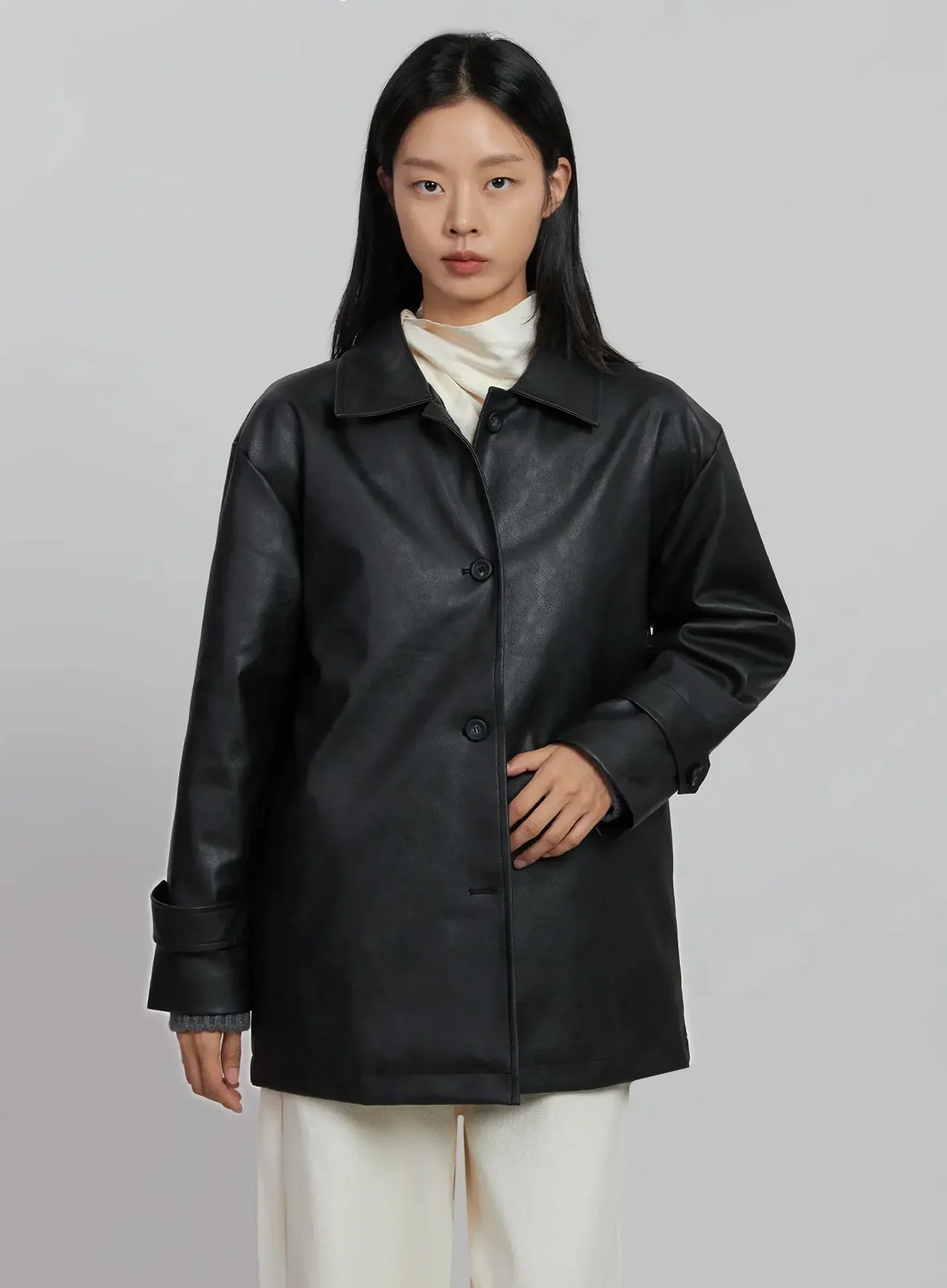 Matte Faux Leather Half Jacket ID504 - Image 5
